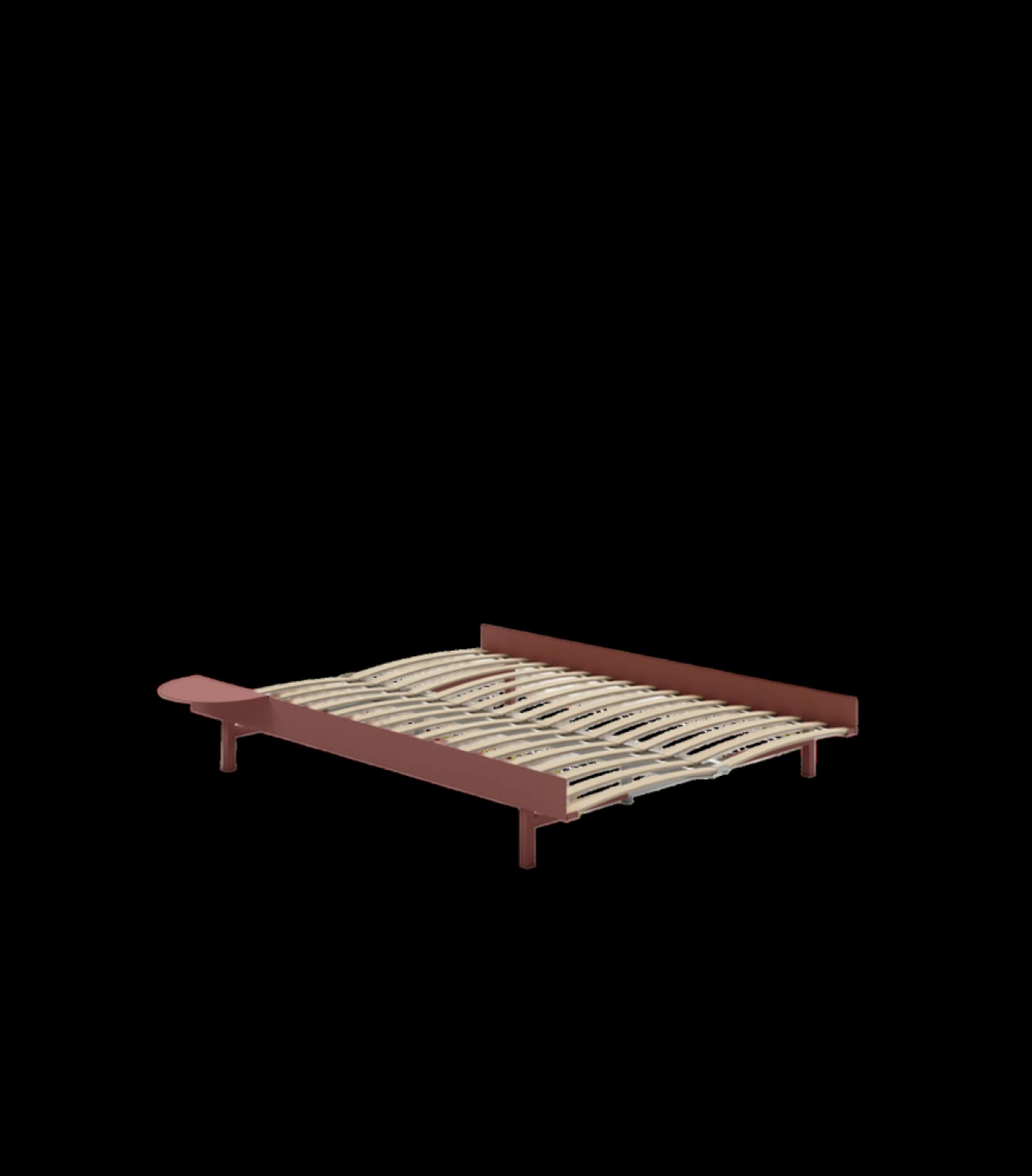 Moebe Bed, 140 Cm, Slats, 1x Side Table, Dusty Rose