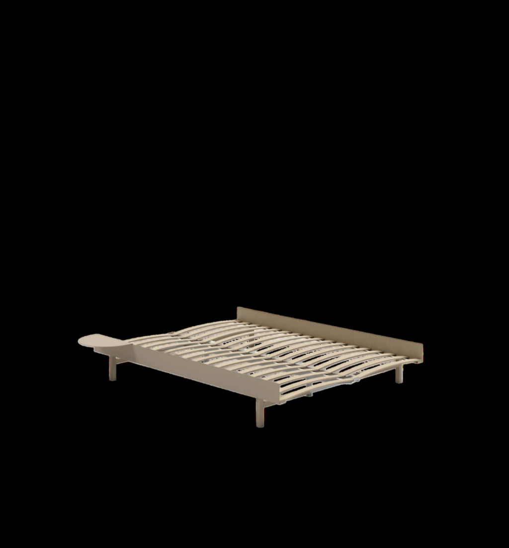 Moebe Bed, 140 Cm, Slats, 1x Side Table, Sand