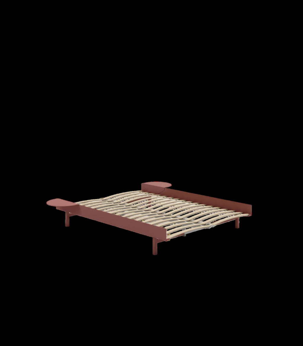 Moebe Bed, 140 Cm, Slats, 2x Side Table, Dusty Rose