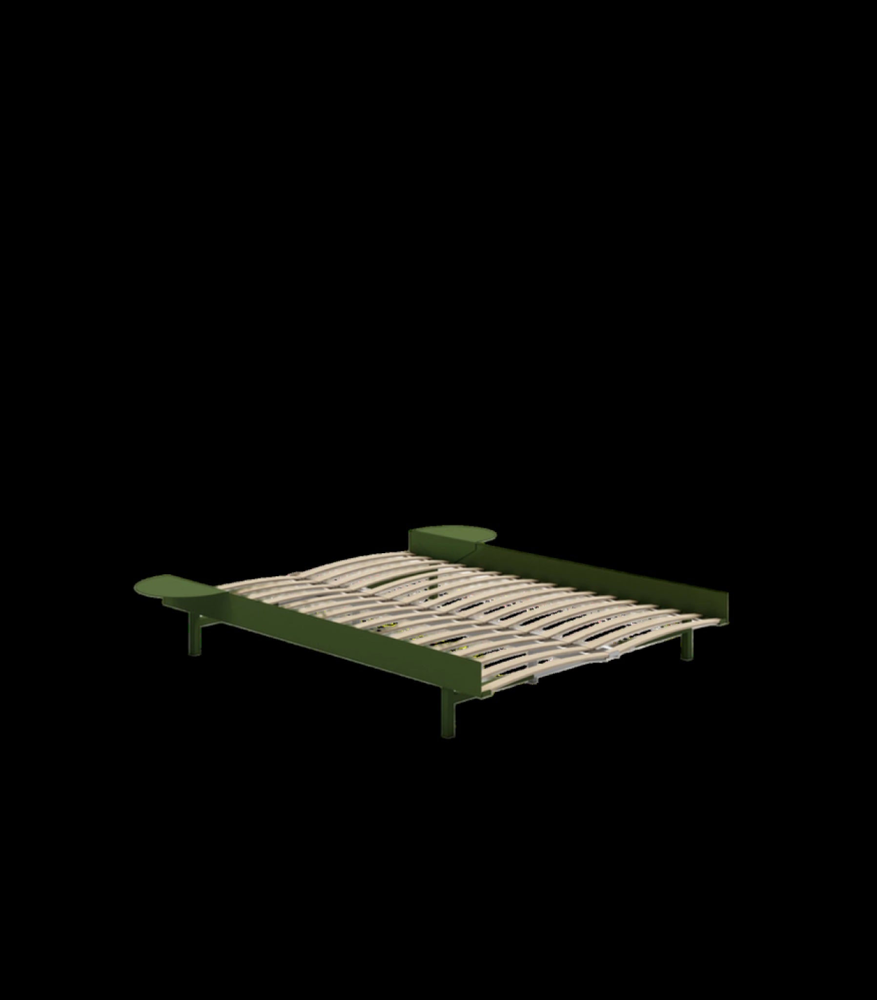 Moebe Bed, 140 Cm, Slats, 2x Side Table, Pine Green