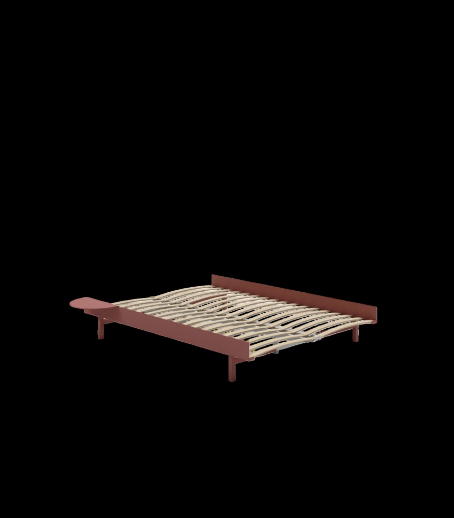 Moebe Bed, 150 Cm, Slats, 1x Side Table, Dusty Rose