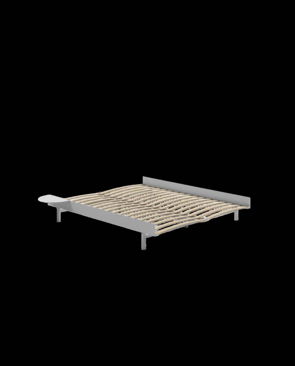 Moebe Bed, 160 Cm, Slats, 1x Side Table, Stainless Steel