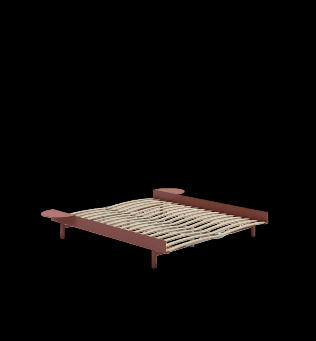 Moebe Bed, 160 Cm, Slats, 2x Side Table, Dusty Rose