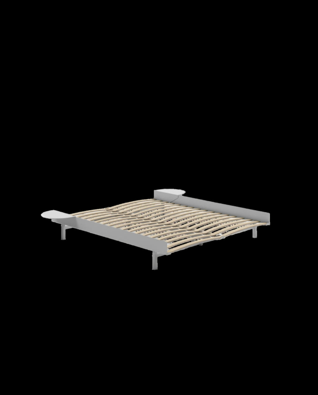 Moebe Bed, 160 Cm, Slats, 2x Side Table, Stainless Steel