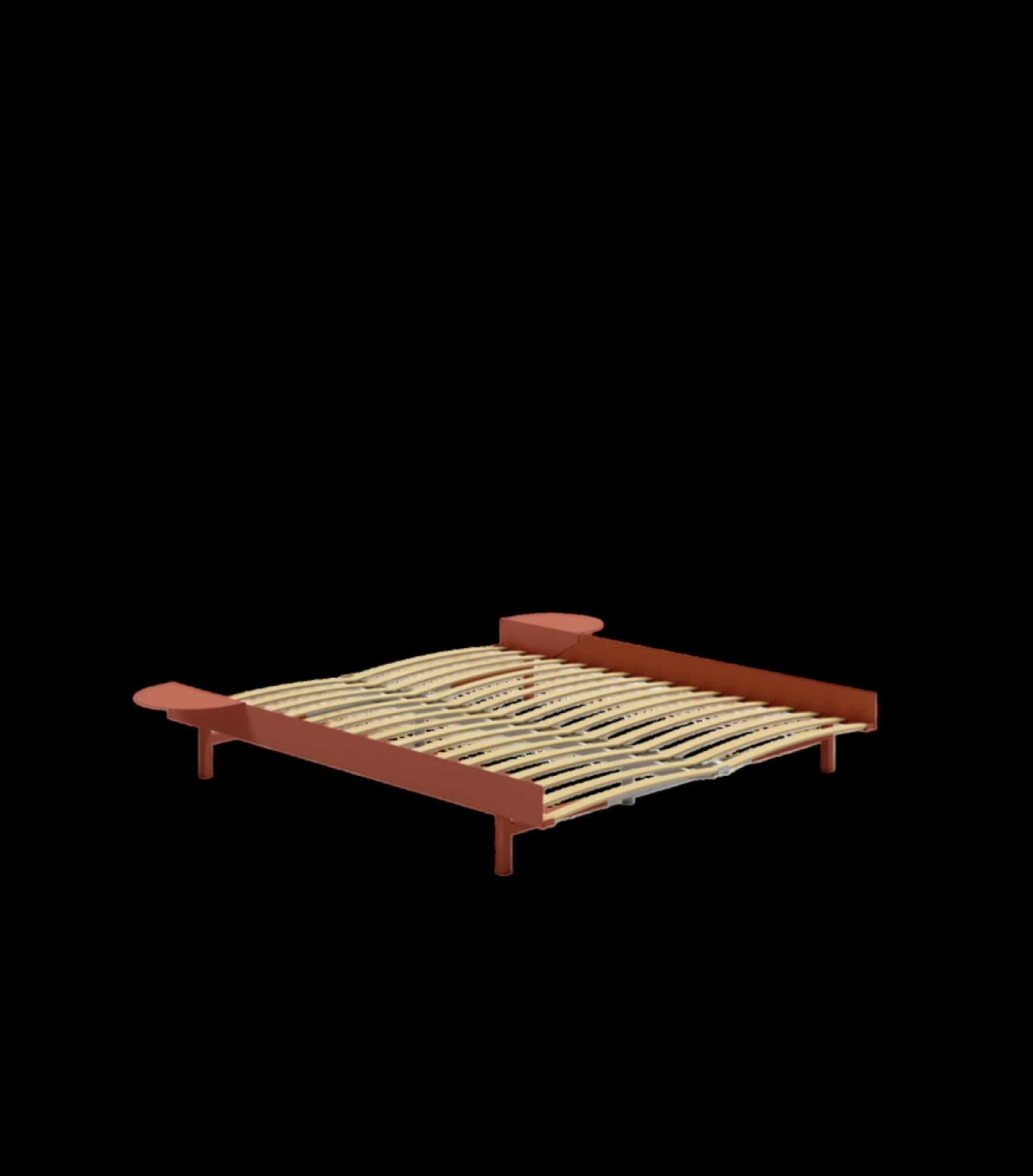 Moebe Bed, 160 Cm, Slats, 2x Side Table, Terracotta