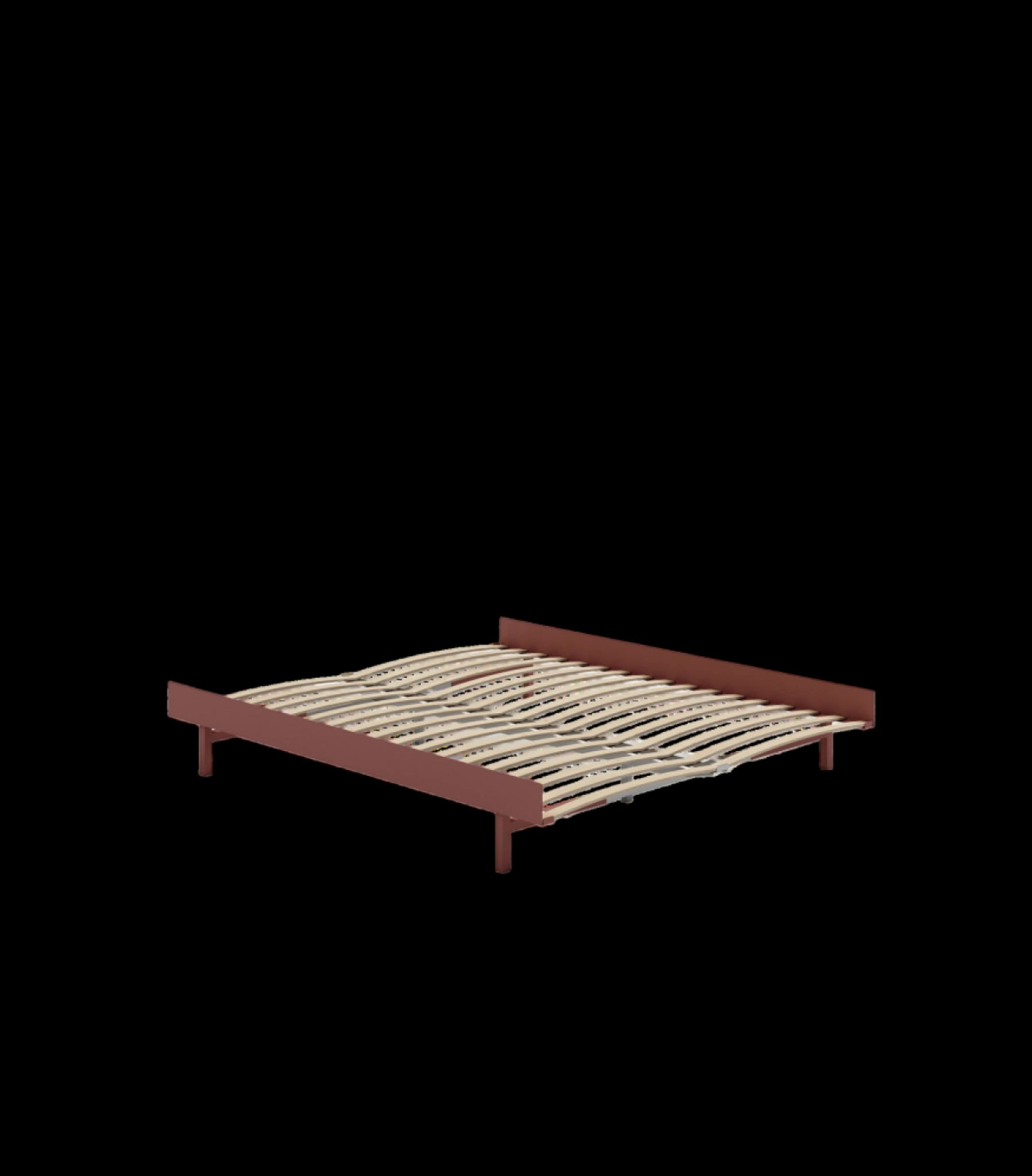 Moebe Dusty Rose Bed with Slats - Modern Steel Frame, 160 cm