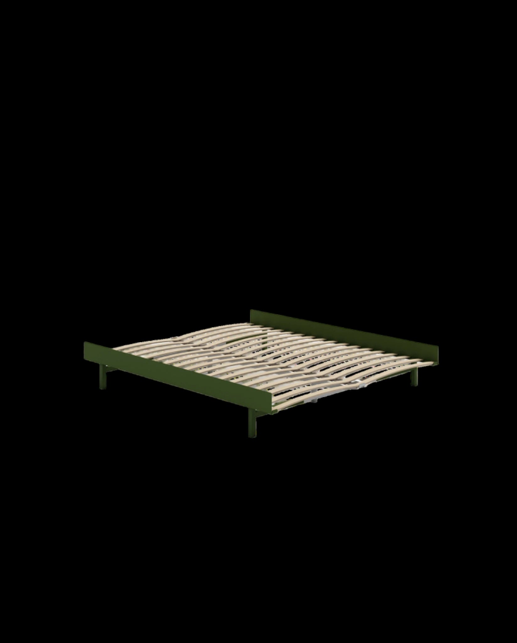 Minimalist Pine Green Moebe Bed with Slats - Adjustable 90-180 cm Frame