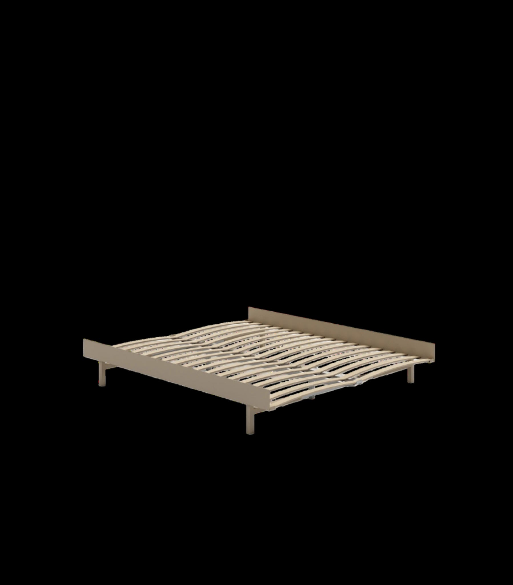 Minimalist Moebe Bed with Slats 160 cm in Sand - Modern Steel Frame
