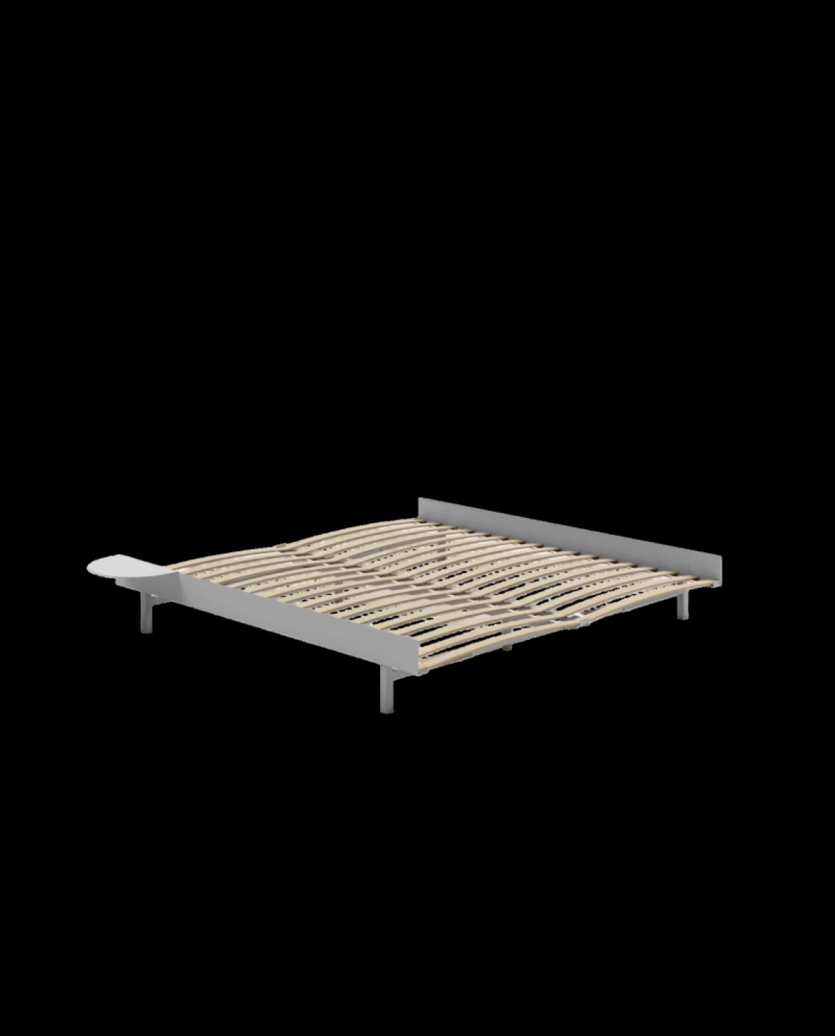 Moebe Bed, 180 Cm, Slats, 1x Side Table, Stainless Steel