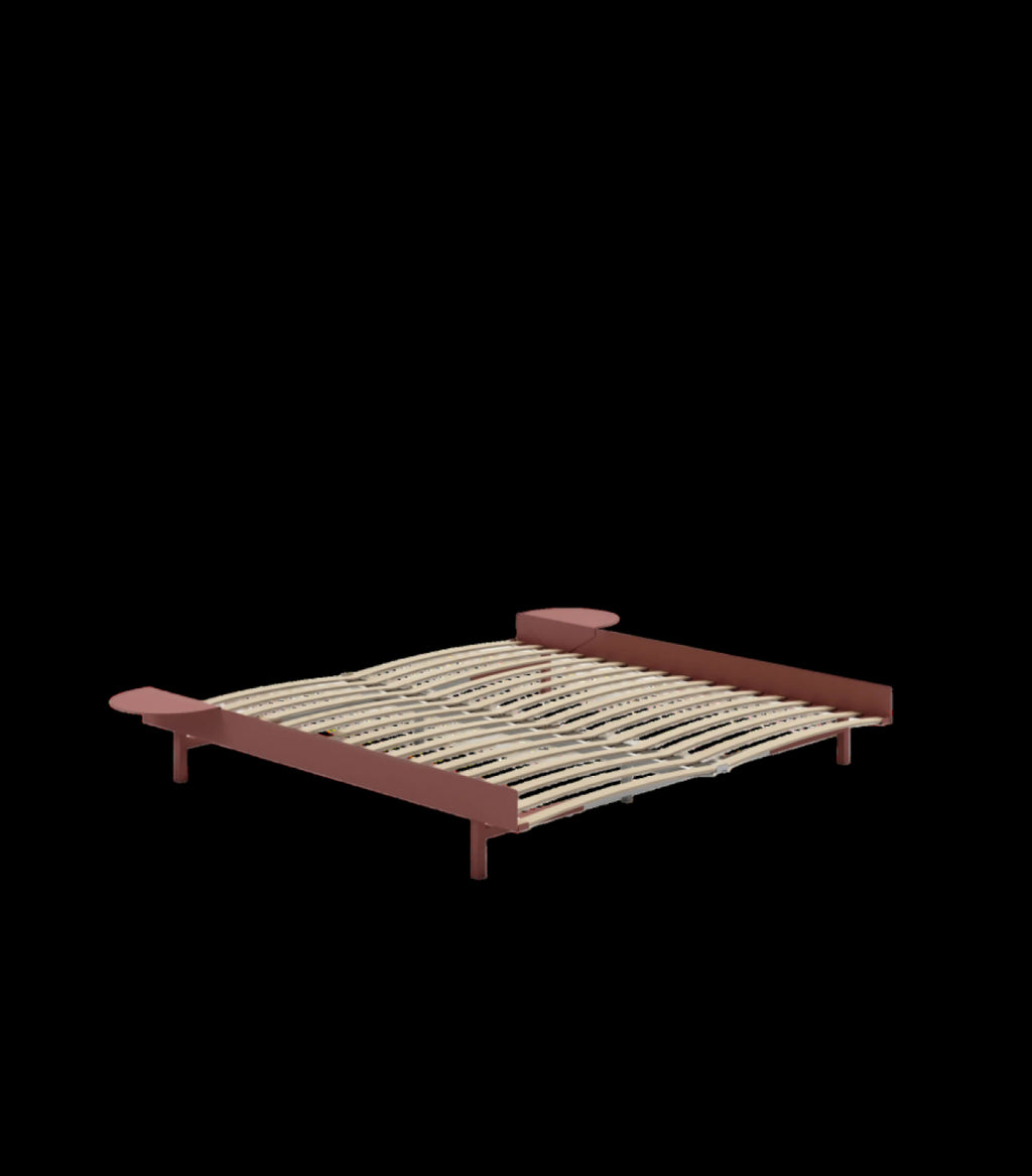 Moebe Bed, 180 Cm, Slats, 2x Side Table, Dusty Rose