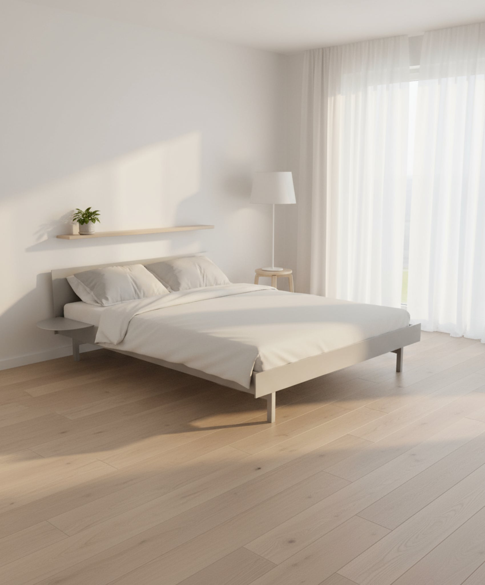 Moebe Bed, 90-180 Cm, 1x Side Table, Stainless Steel