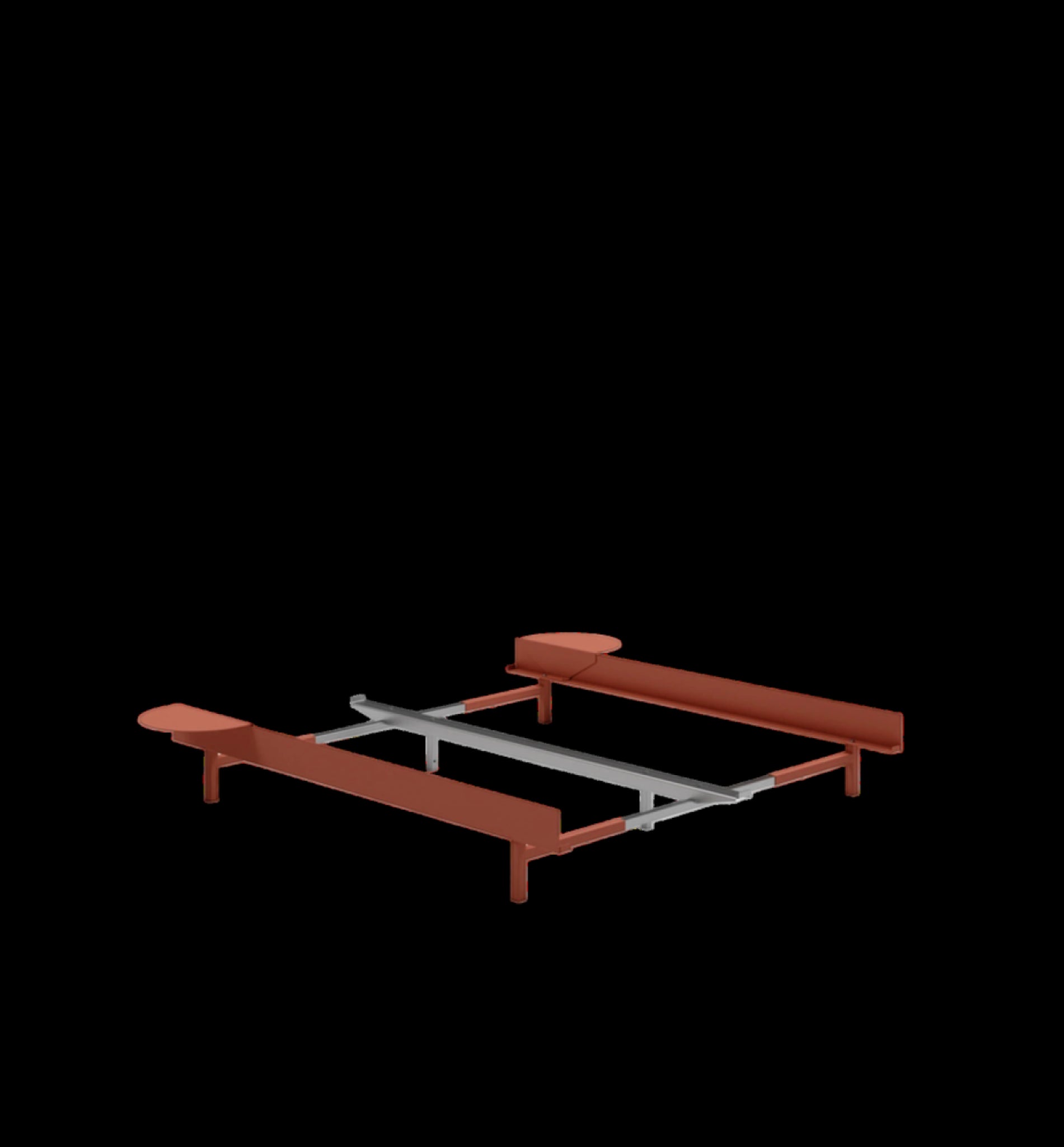 Moebe Bed, 90-180 Cm, 2x Side Table, Terracotta