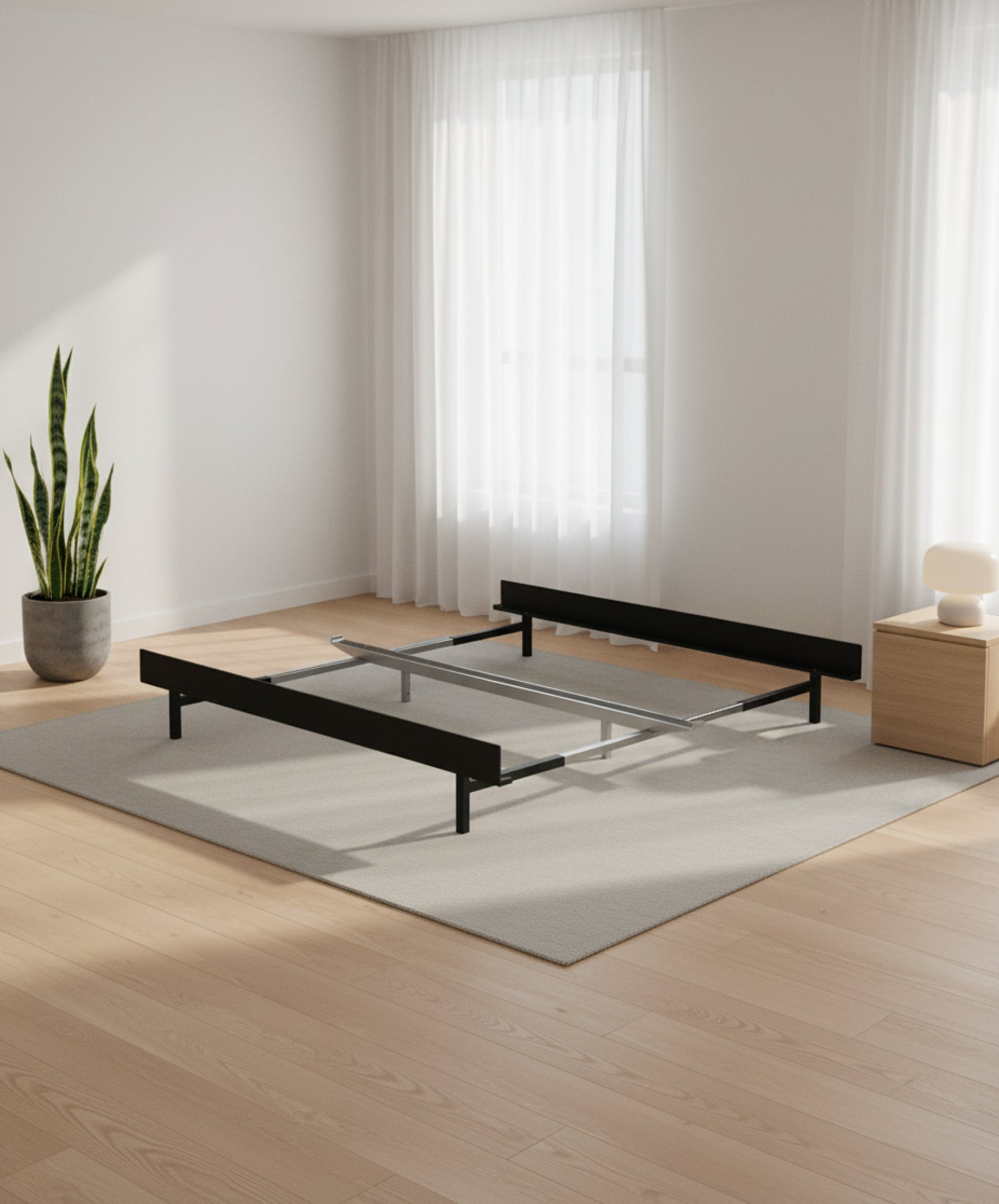 Moebe Adjustable Black Bed Frame 90-180 cm - Modern Minimalist Design