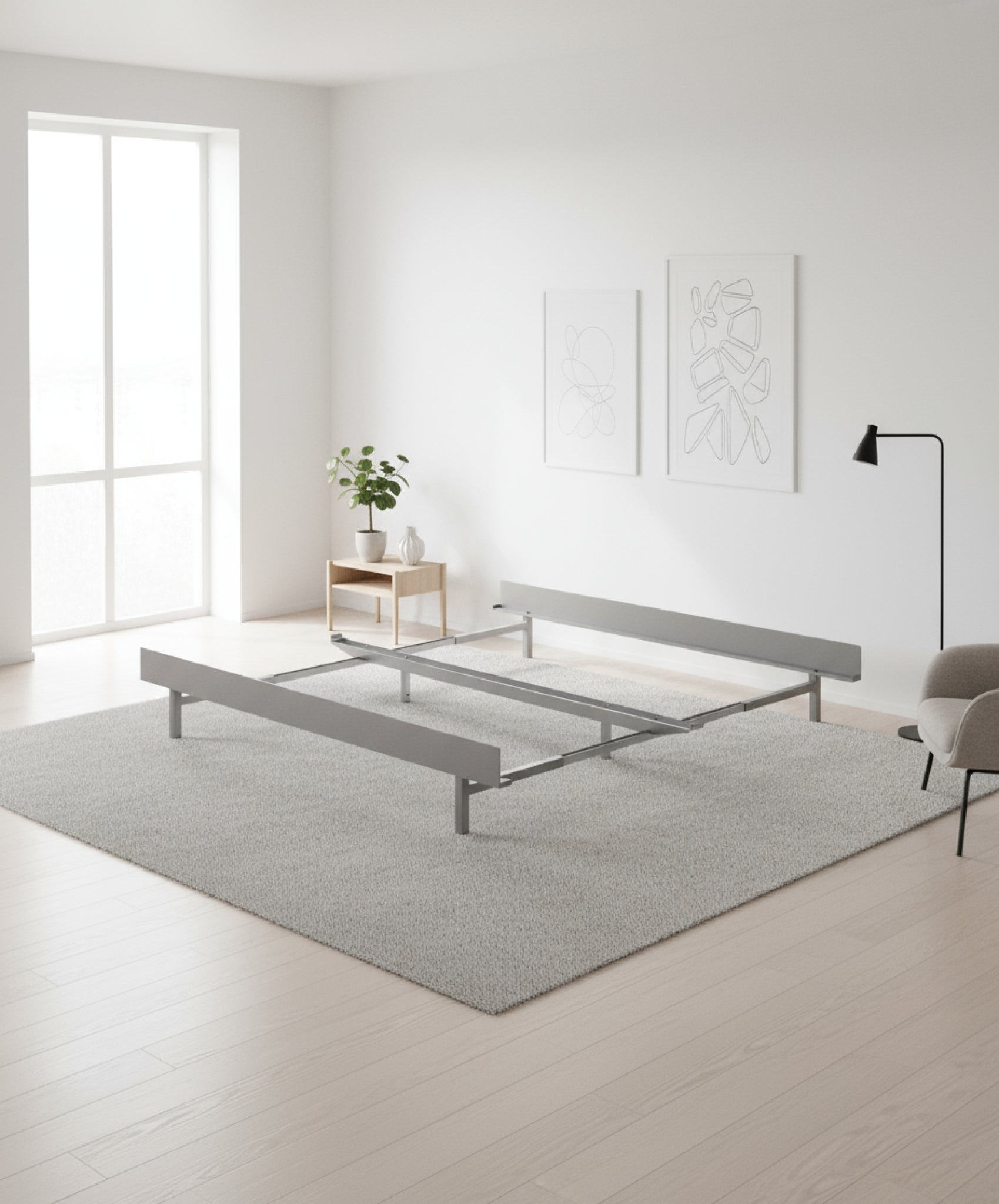 Moebe Bed, 90-180 Cm, Stainless Steel