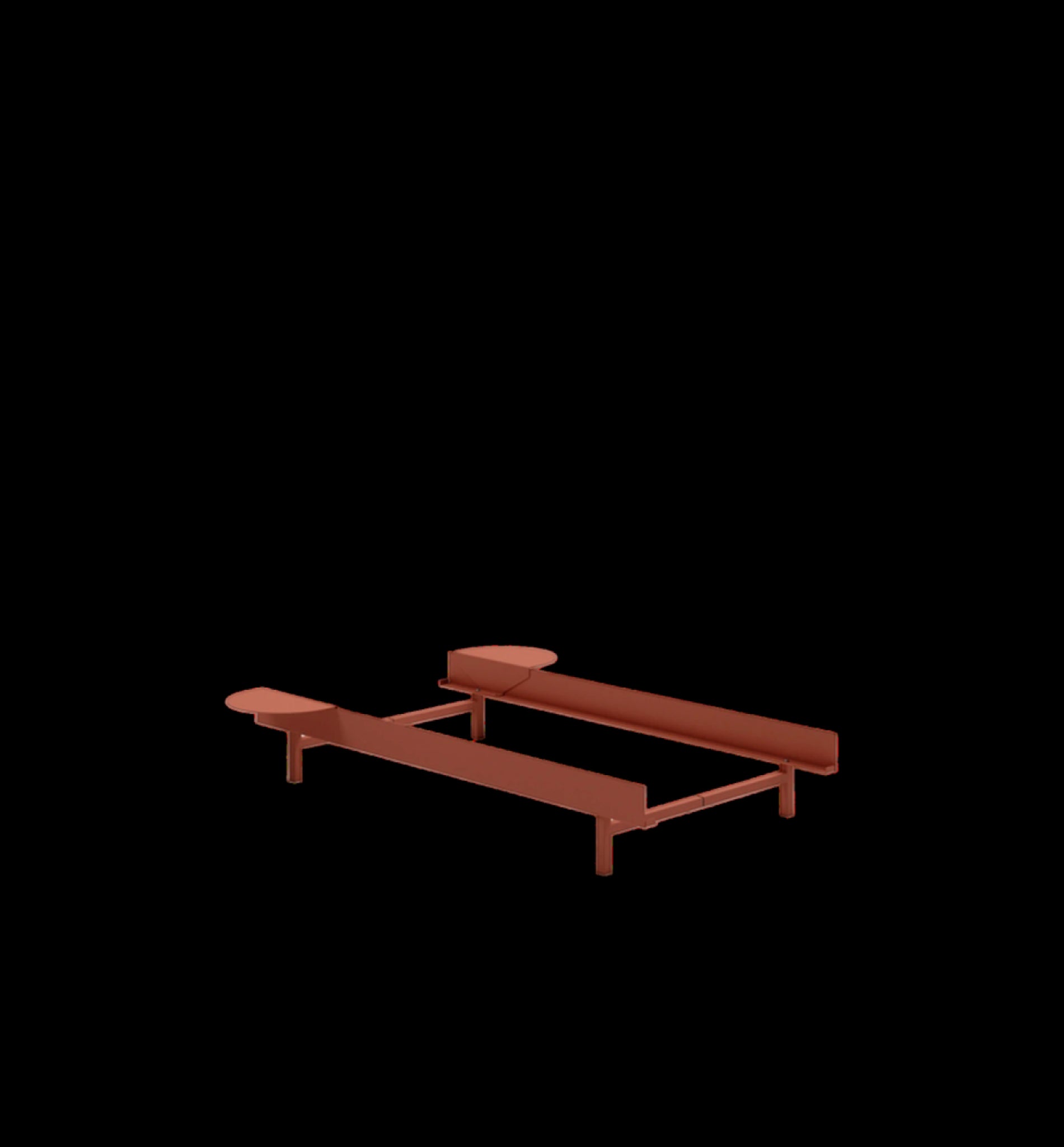 Moebe Bed, 90 Cm, 2x Side Table, Terracotta