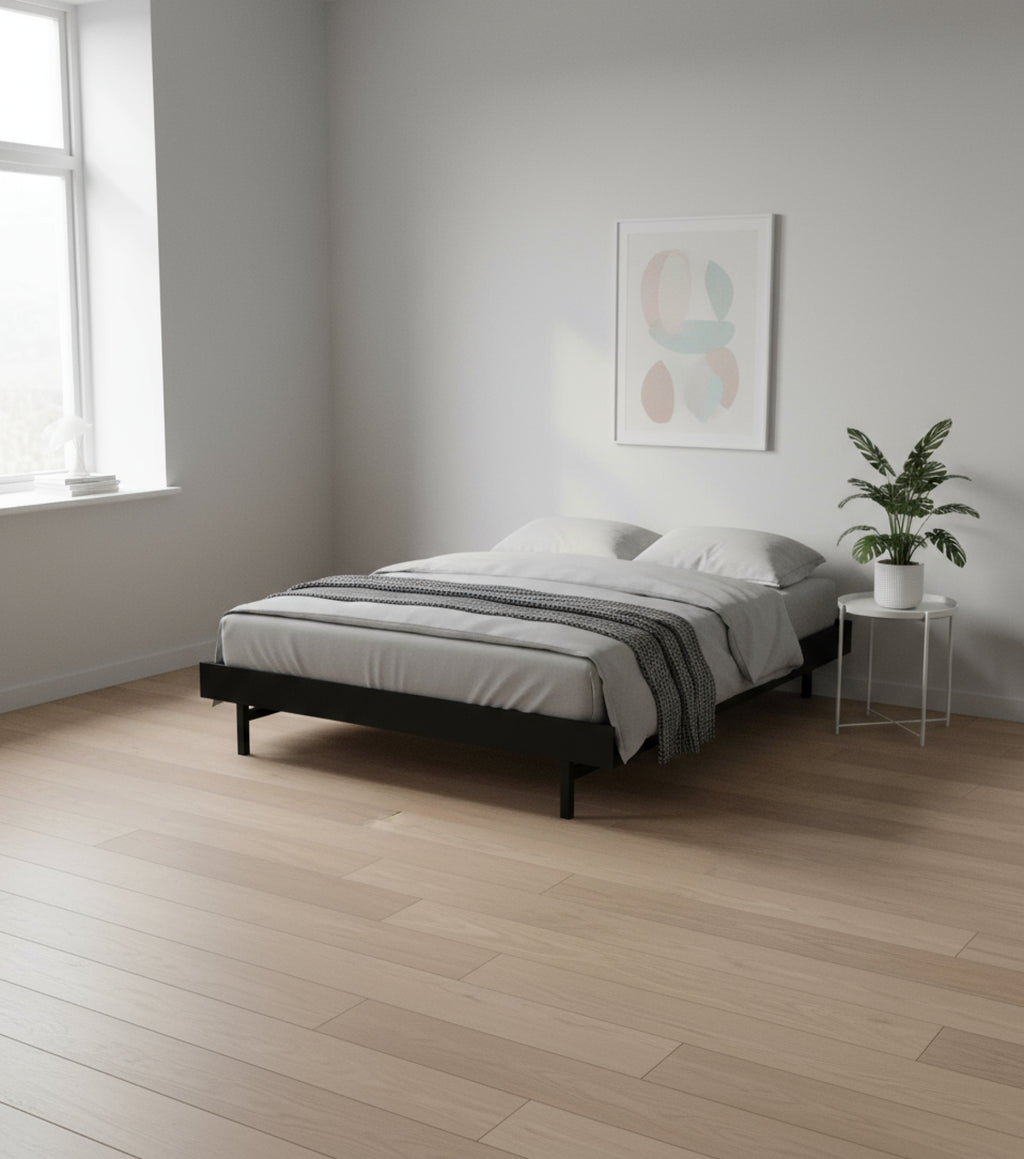 Minimalist Black Moebe Bed 90 cm - Modern Powder-Coated Steel Frame
