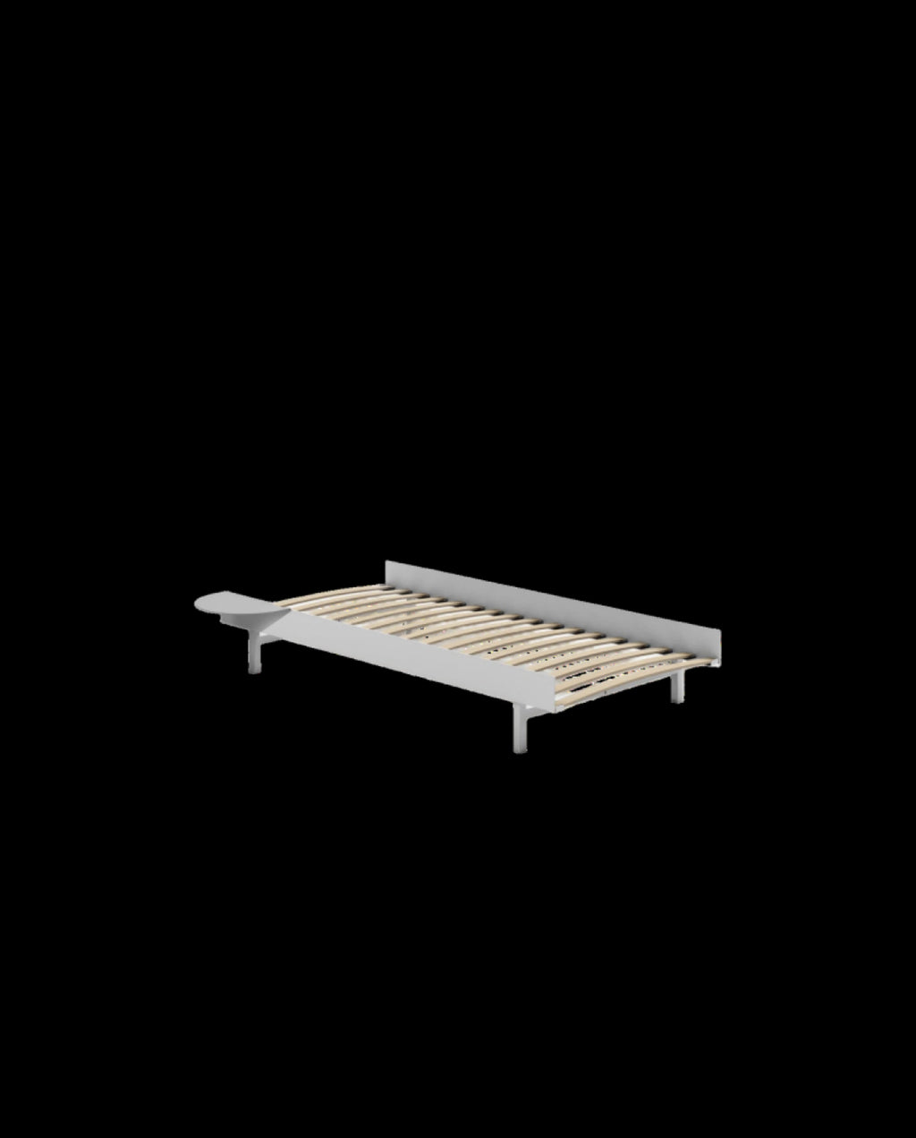 Moebe Bed, 90 Cm, Slats, 1x Side Table, Stainless Steel