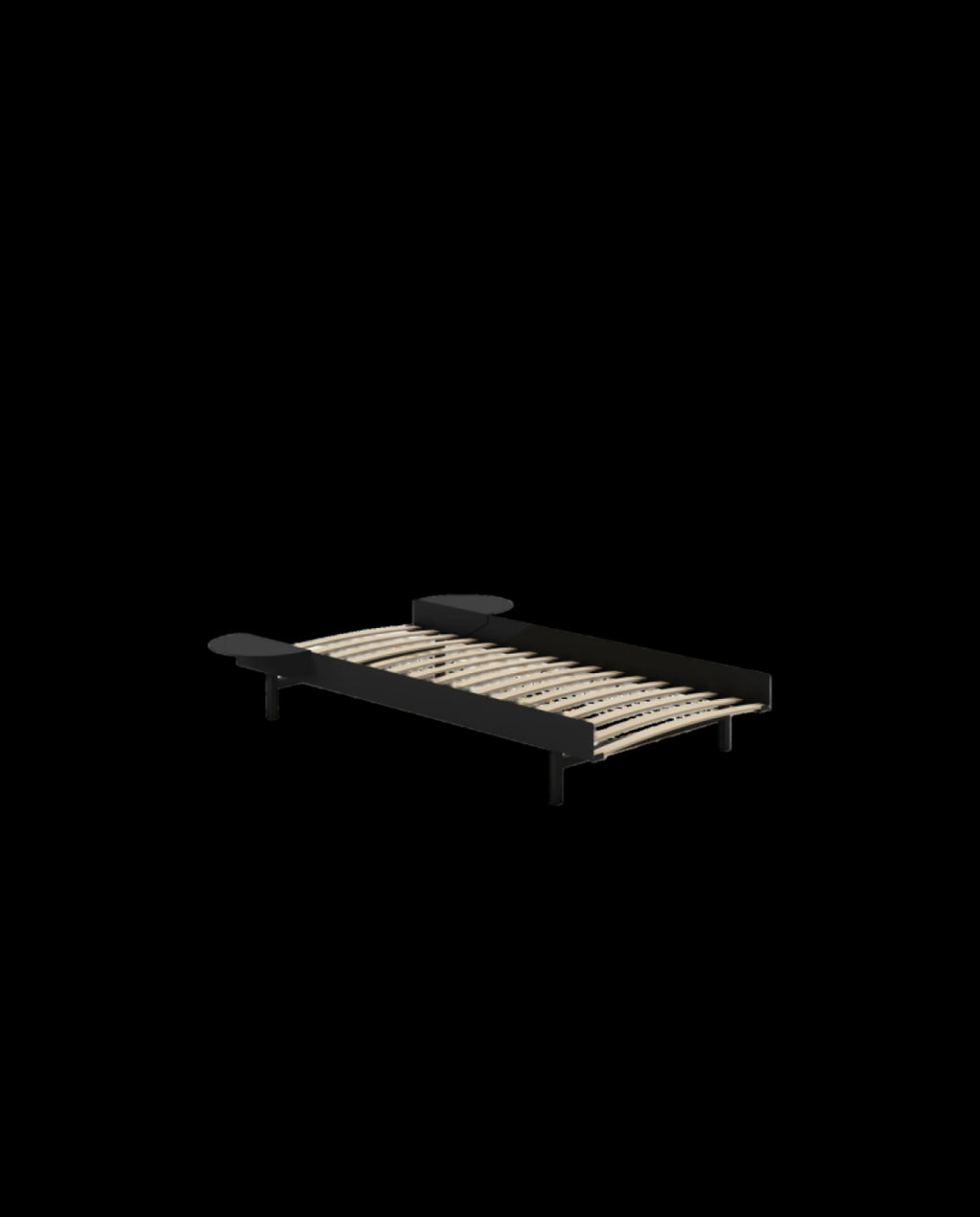 Moebe Bed, 90 Cm, Slats, 2x Side Table, Black