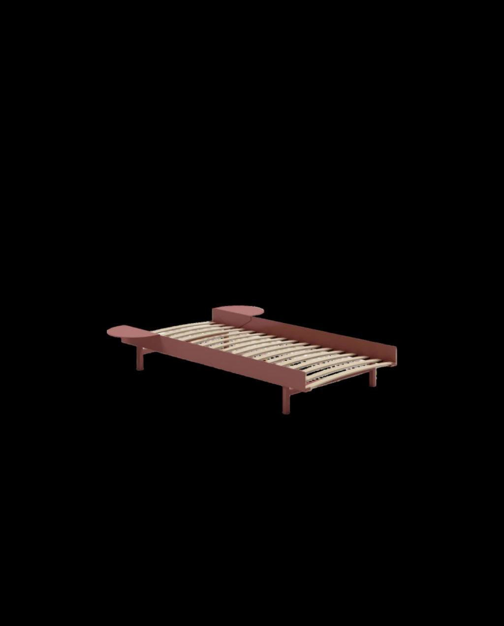 Moebe Bed, 90 Cm, Slats, 2x Side Table, Dusty Rose