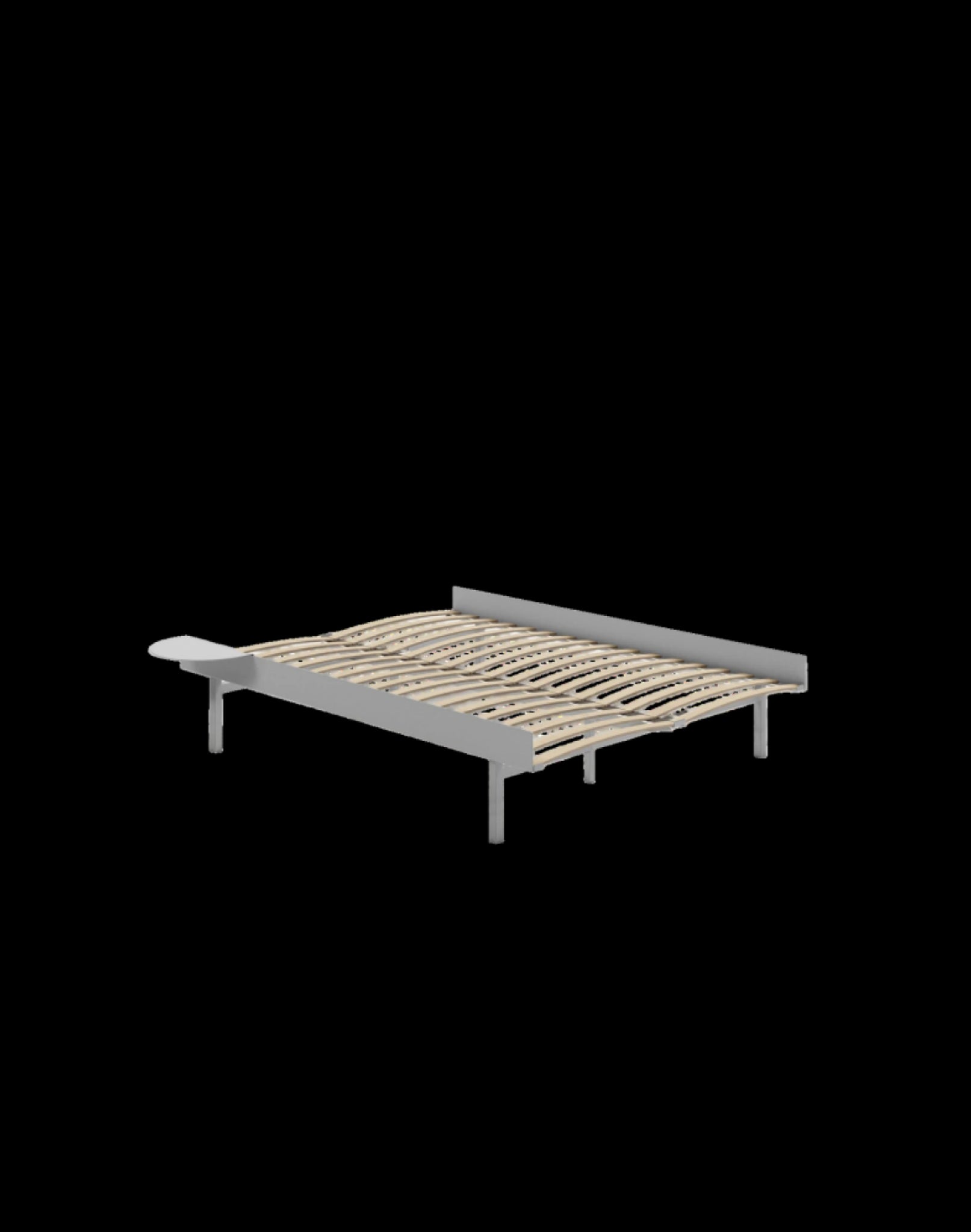 Moebe Bed, Tall Legs, 140 Cm, Slats, 1x Side Table, Stainless Steel