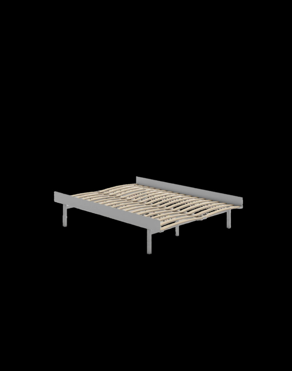 Moebe Bed, Tall Legs, 140 Cm, Slats, Stainless Steel