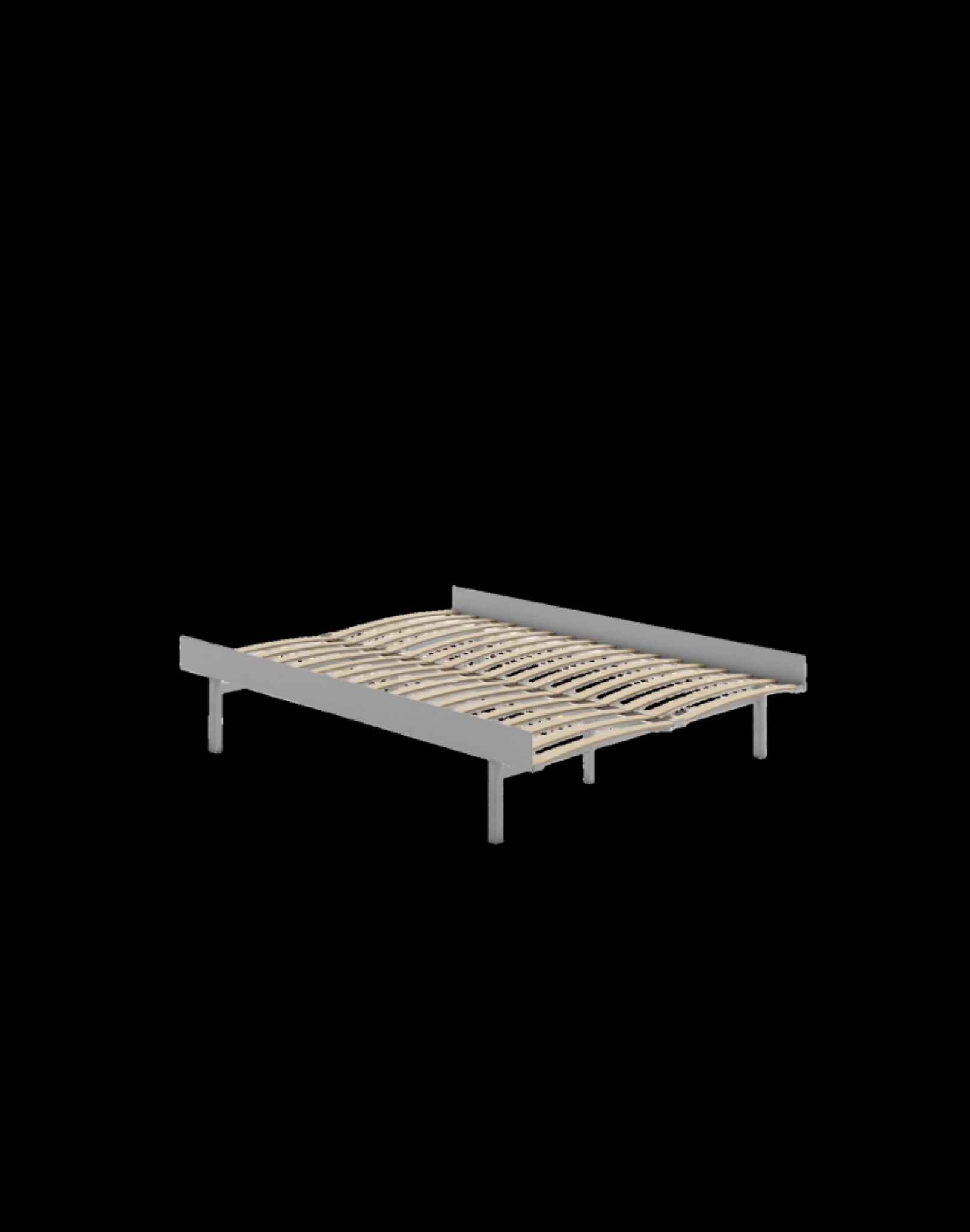 Moebe Bed, Tall Legs, 140 Cm, Slats, Stainless Steel