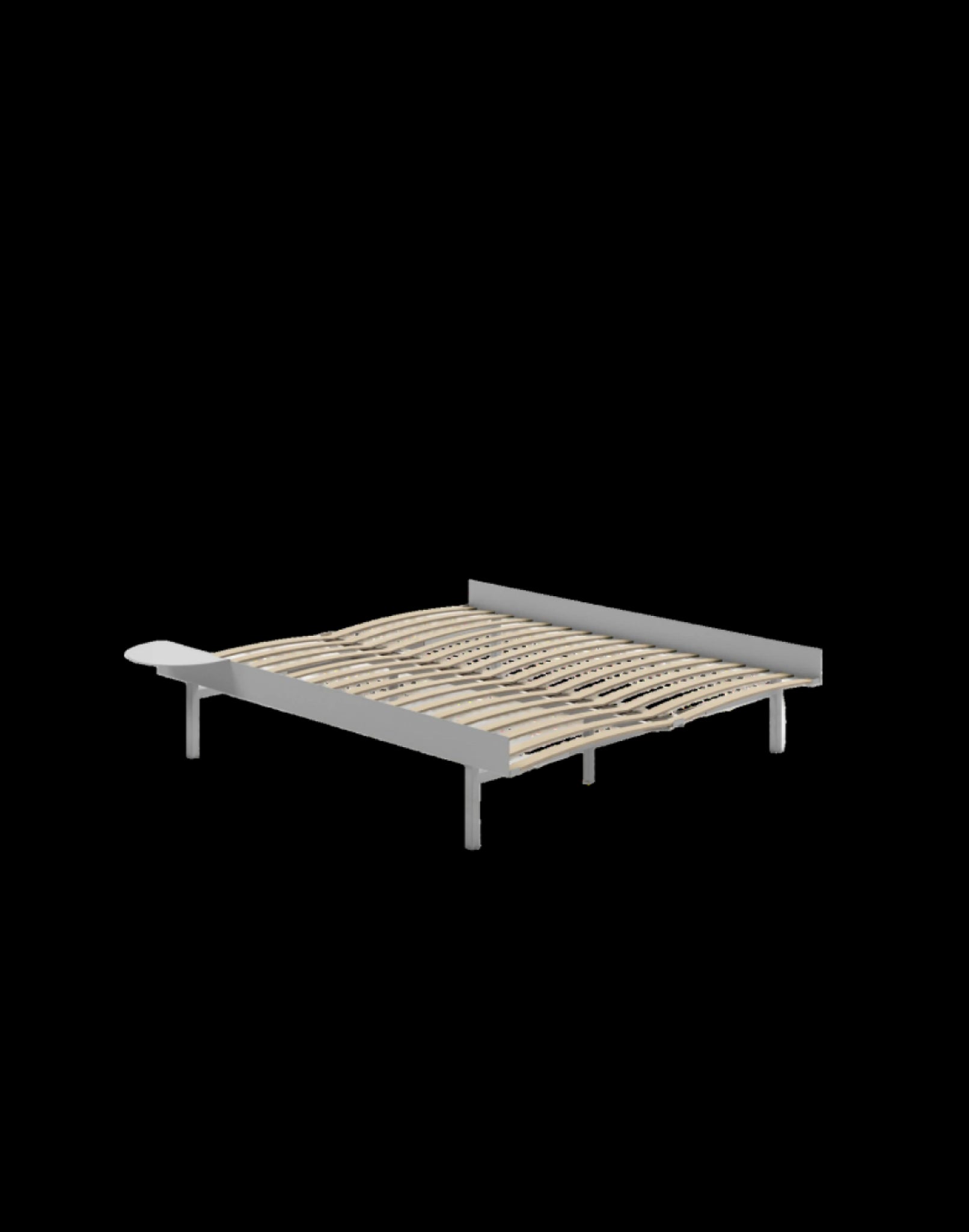 Moebe Bed, Tall Legs, 150 Cm, Slats, 1x Side Table, Stainless Steel