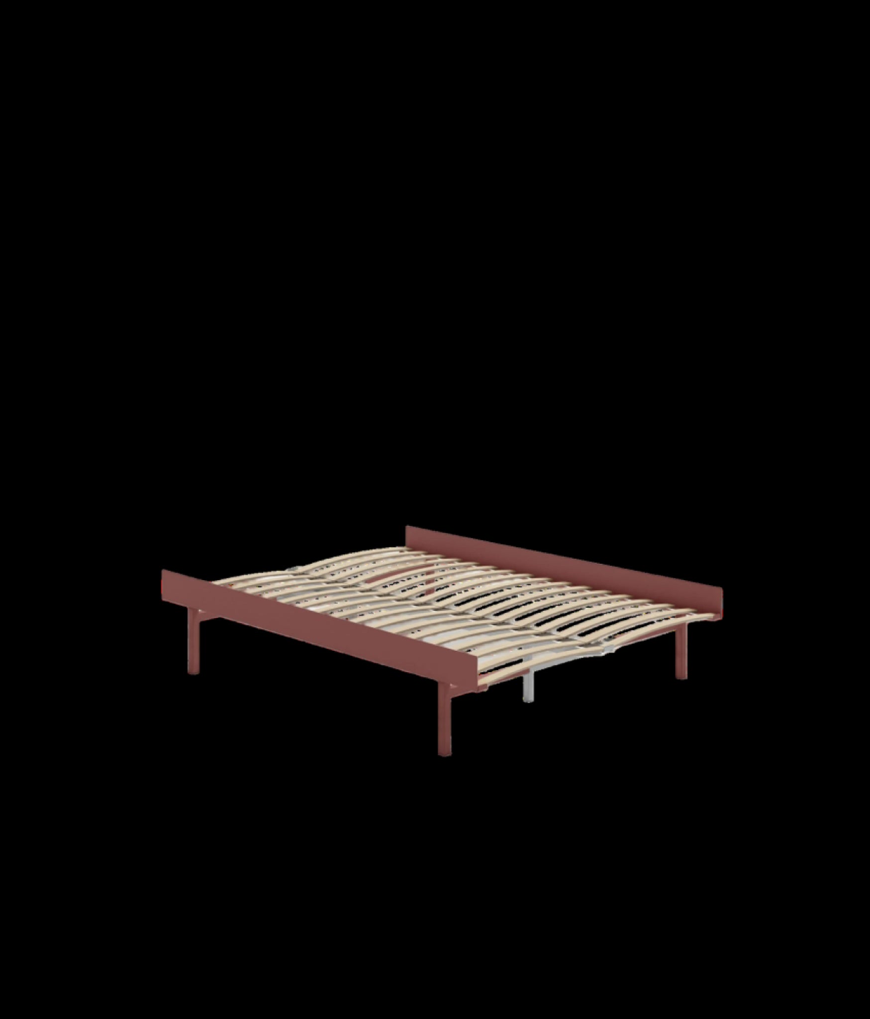 Moebe Bed, Tall Legs, 150 Cm, Slats, Dusty Rose