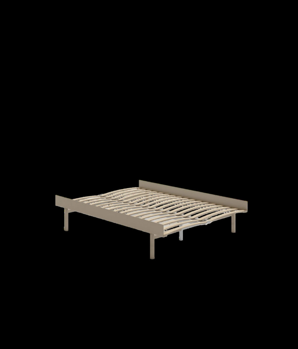 Moebe Bed, Tall Legs, 150 Cm, Slats, Sand