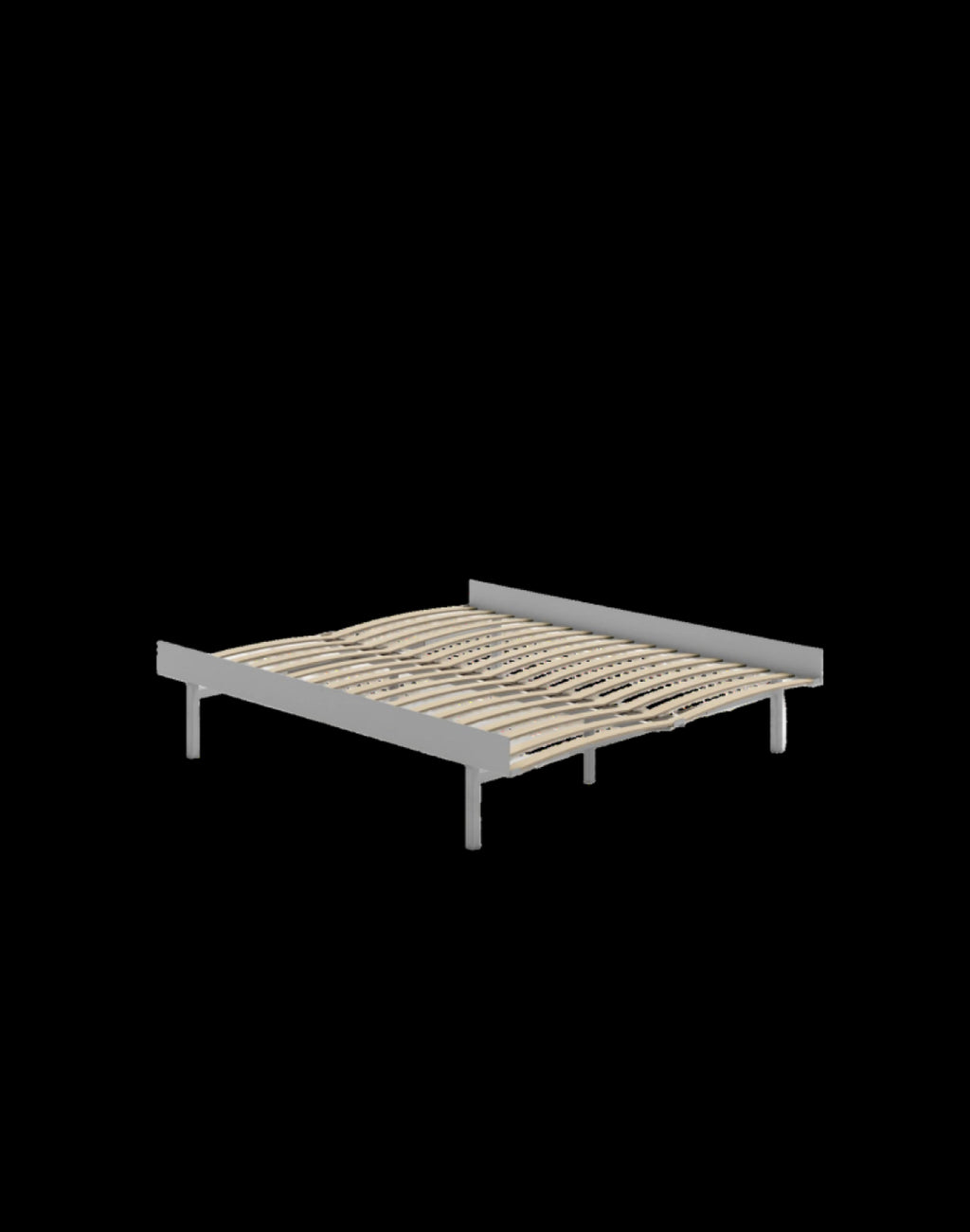 Moebe Bed, Tall Legs, 150 Cm, Slats, Stainless Steel