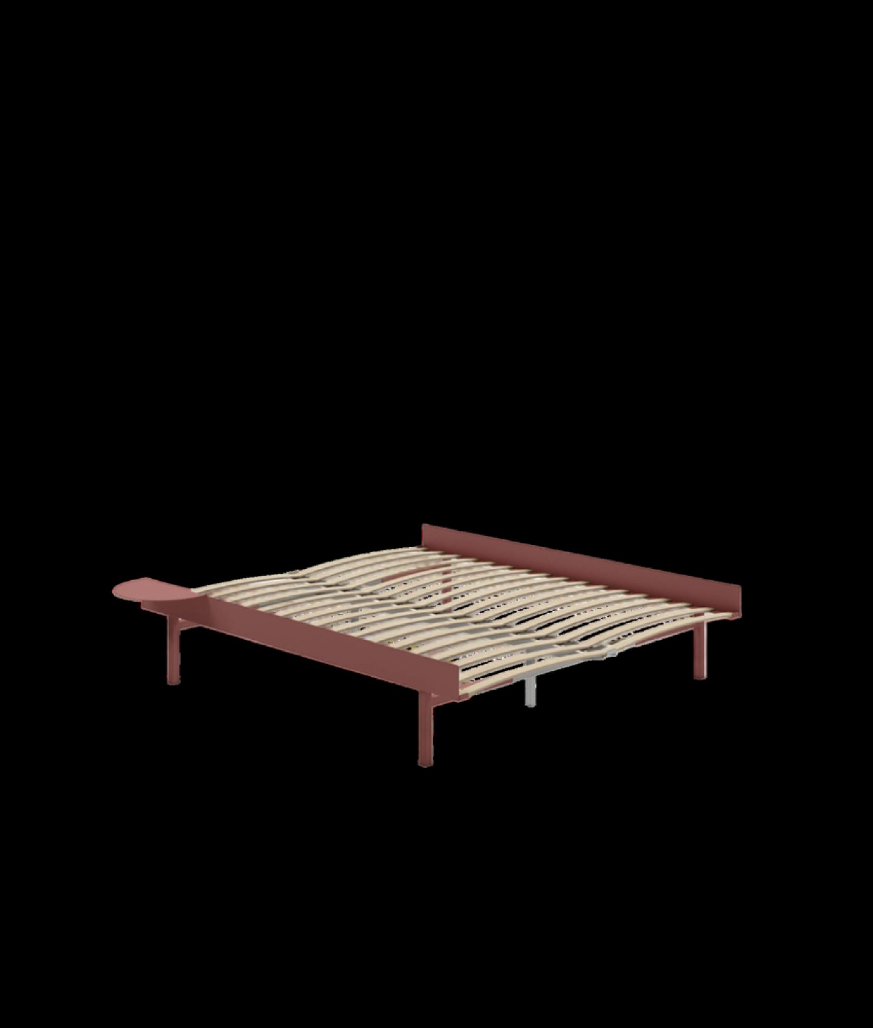 Moebe Bed, Tall Legs, 160 Cm, Slats, 1x Side Table, Dusty Rose
