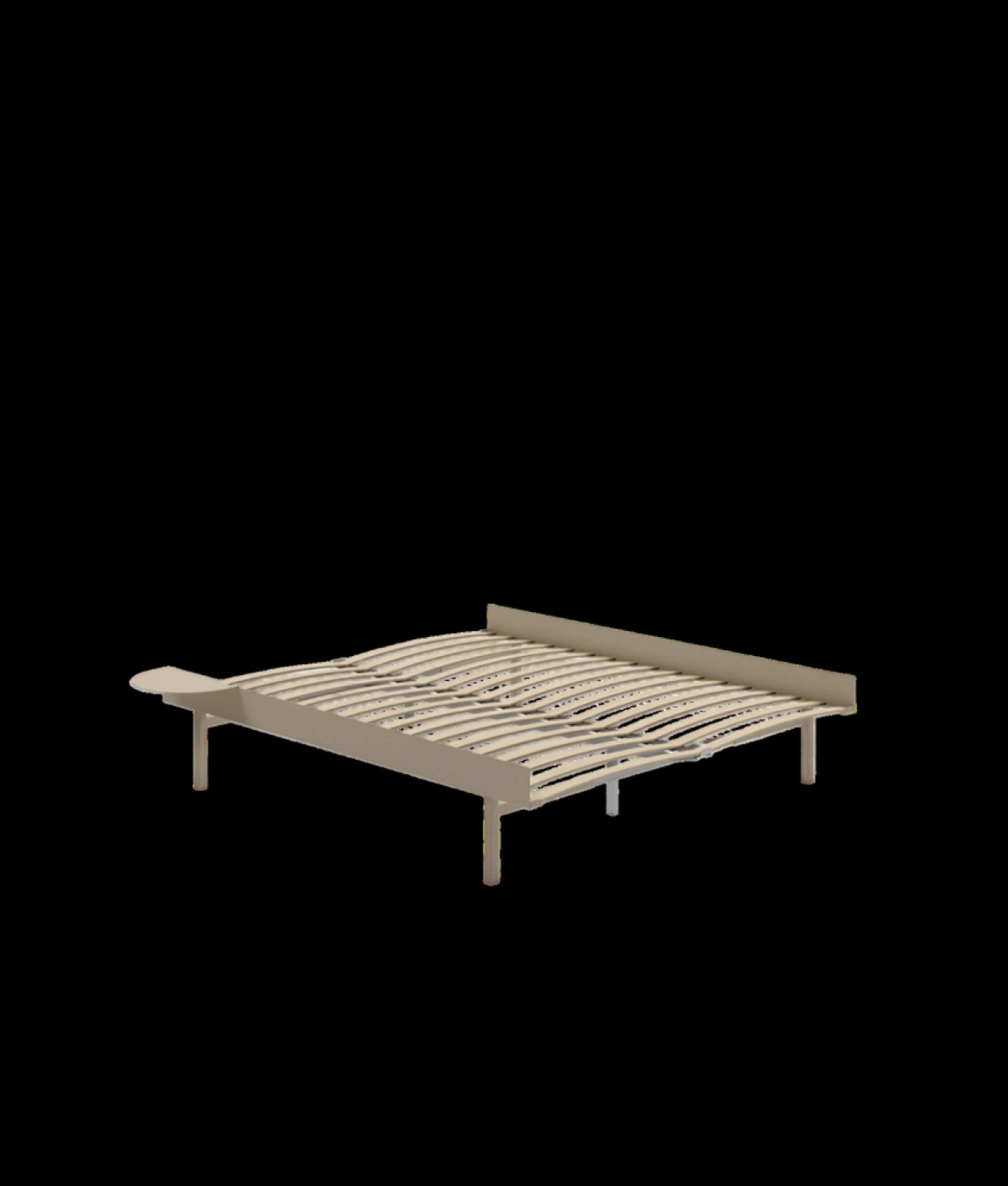Moebe Bed, Tall Legs, 160 Cm, Slats, 1x Side Table, Sand
