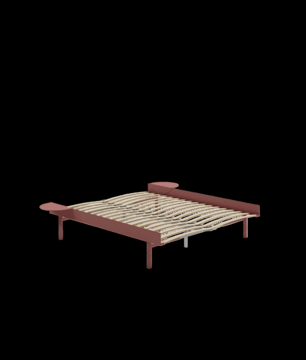 Moebe Bed, Tall Legs, 160 Cm, Slats, 2x Side Table, Dusty Rose