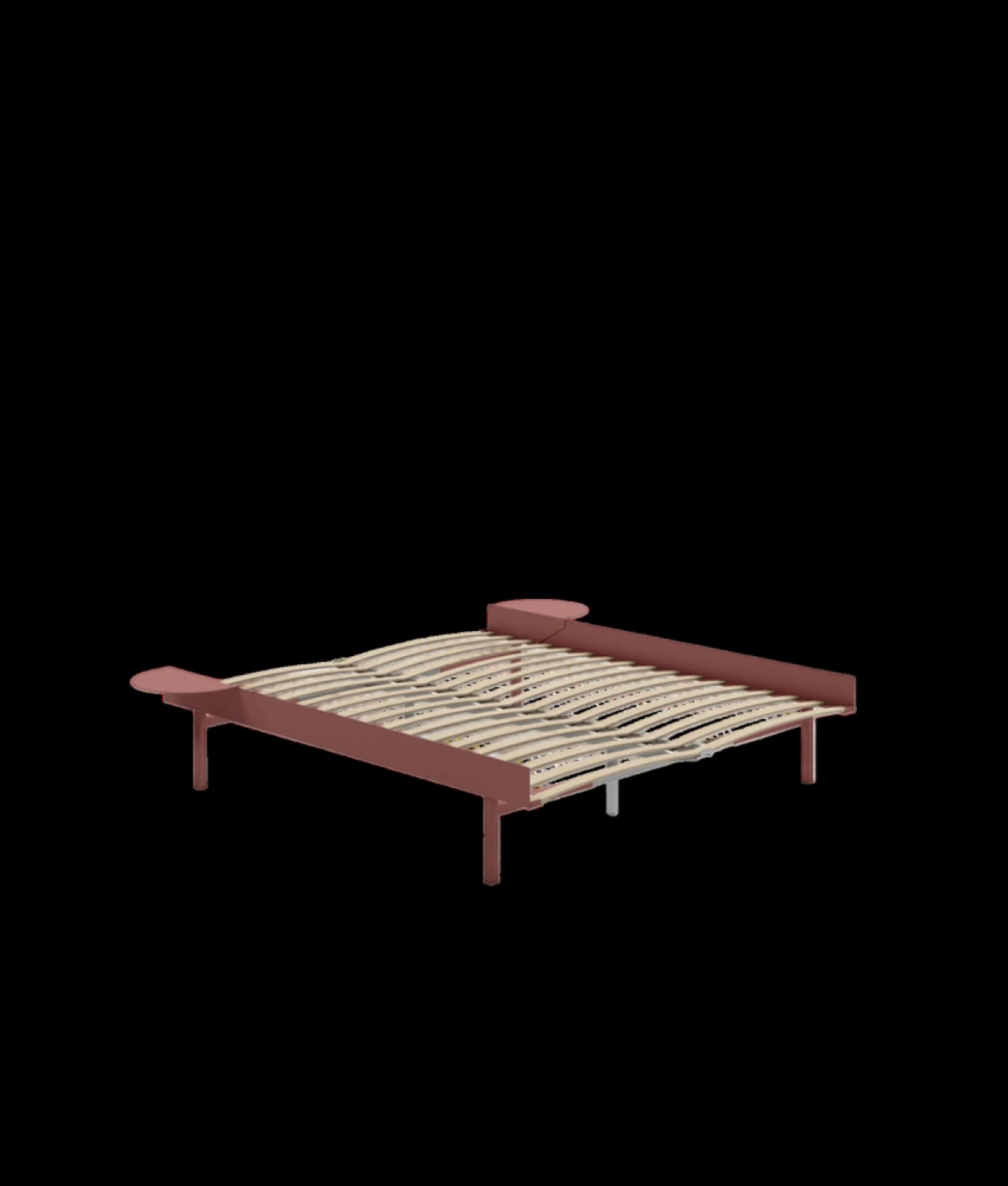 Moebe Bed, Tall Legs, 160 Cm, Slats, 2x Side Table, Dusty Rose