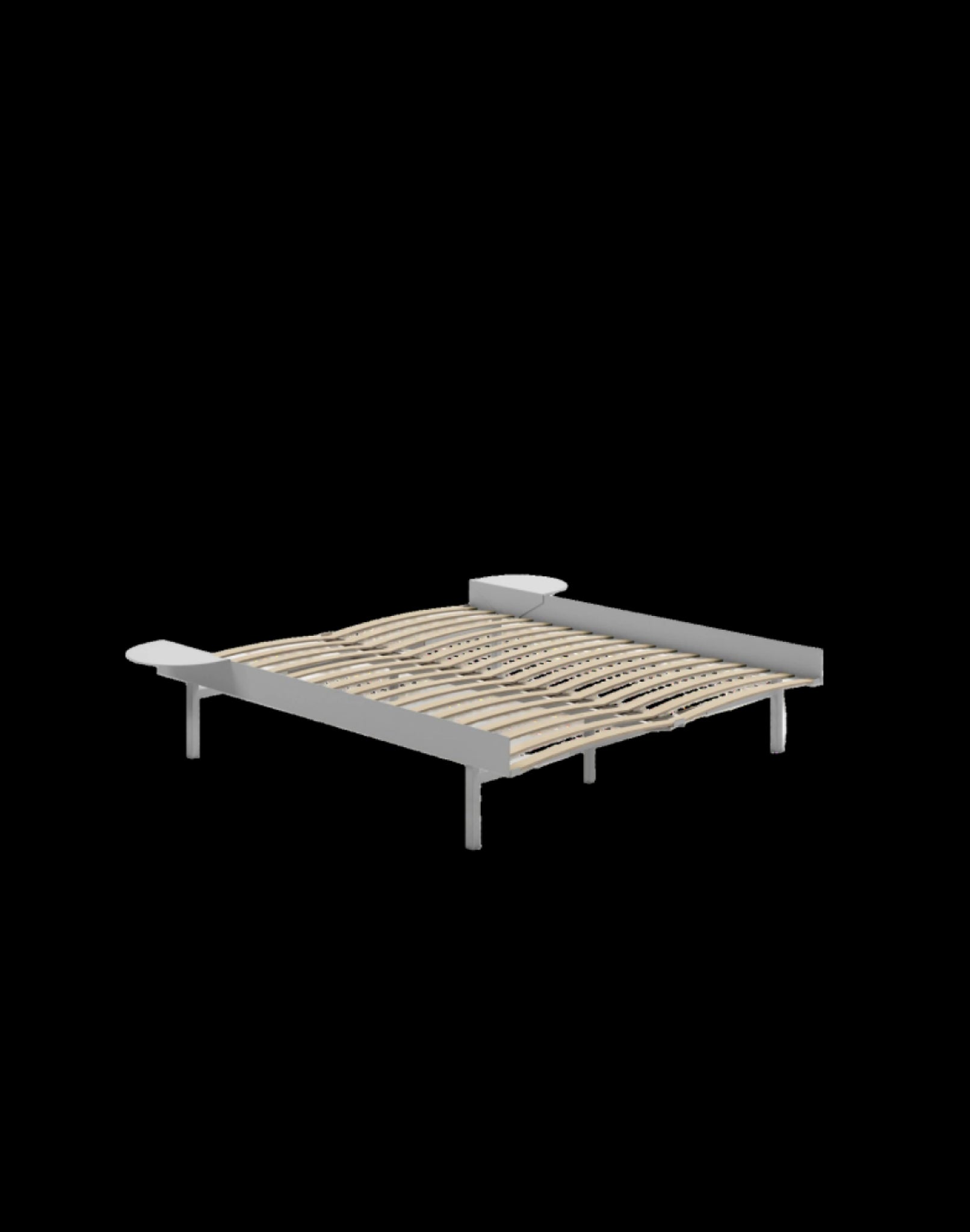 Moebe Bed, Tall Legs, 160 Cm, Slats, 2x Side Table, Stainless Steel