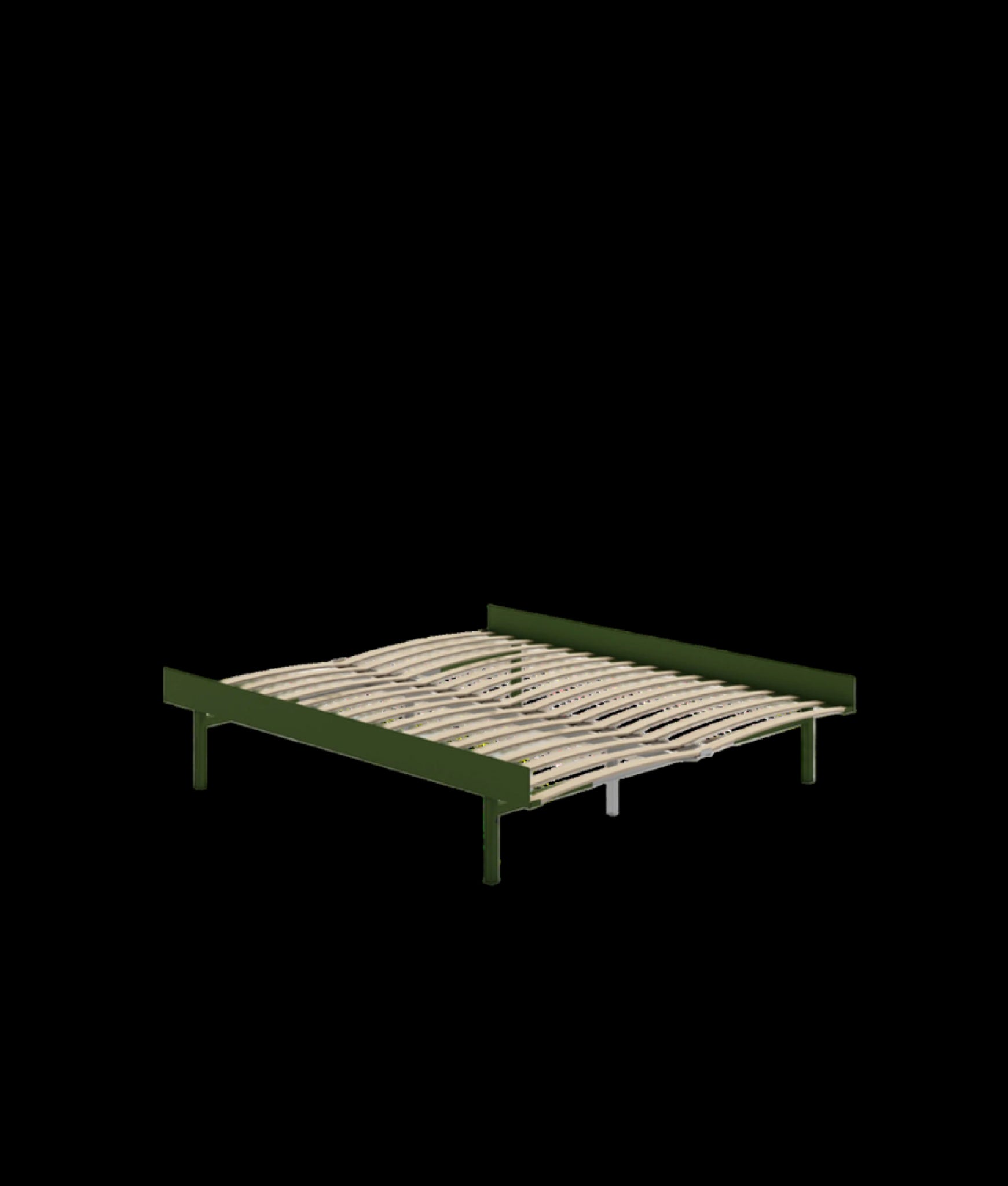 Moebe Bed, Tall Legs, 160 Cm, Slats, Pine Green