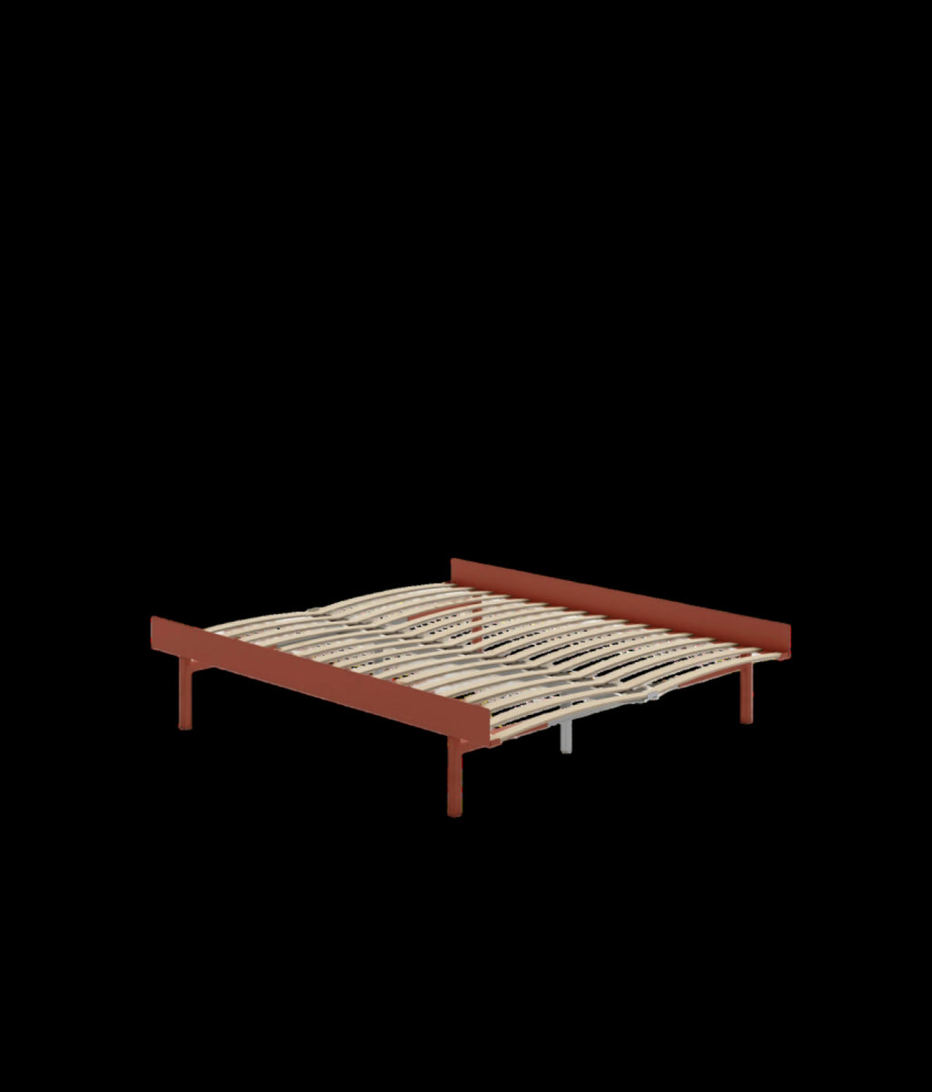 Moebe Bed, Tall Legs, 160 Cm, Slats, Terracotta