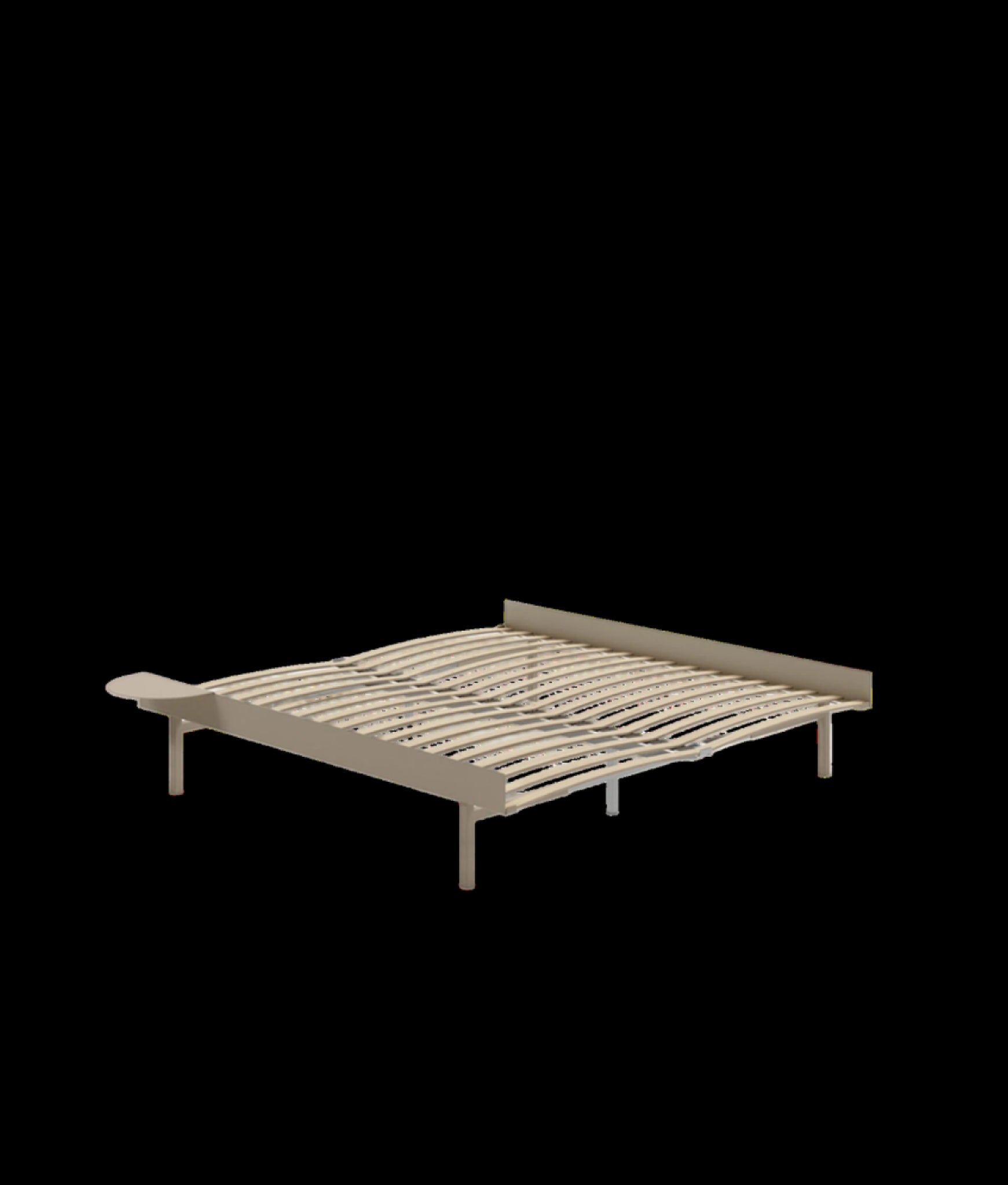 Moebe Bed, Tall Legs, 180 Cm, Slats, 1x Side Table, Sand