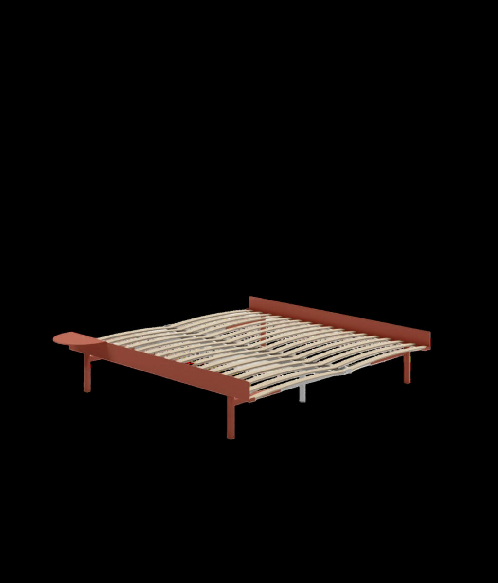 Moebe Bed, Tall Legs, 180 Cm, Slats, 1x Side Table, Terracotta