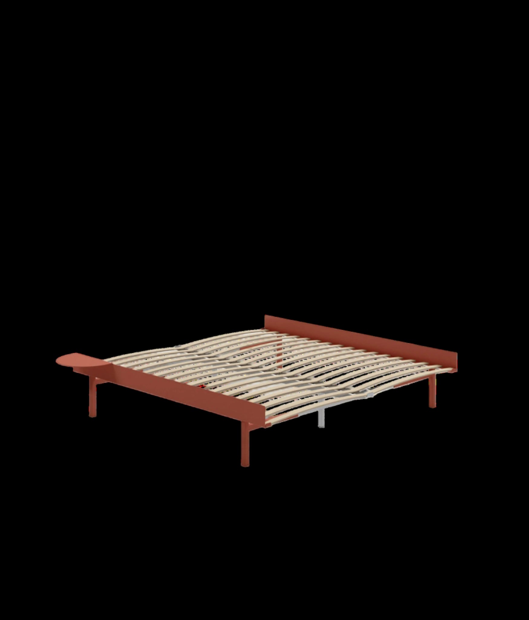 Moebe Bed, Tall Legs, 180 Cm, Slats, 1x Side Table, Terracotta