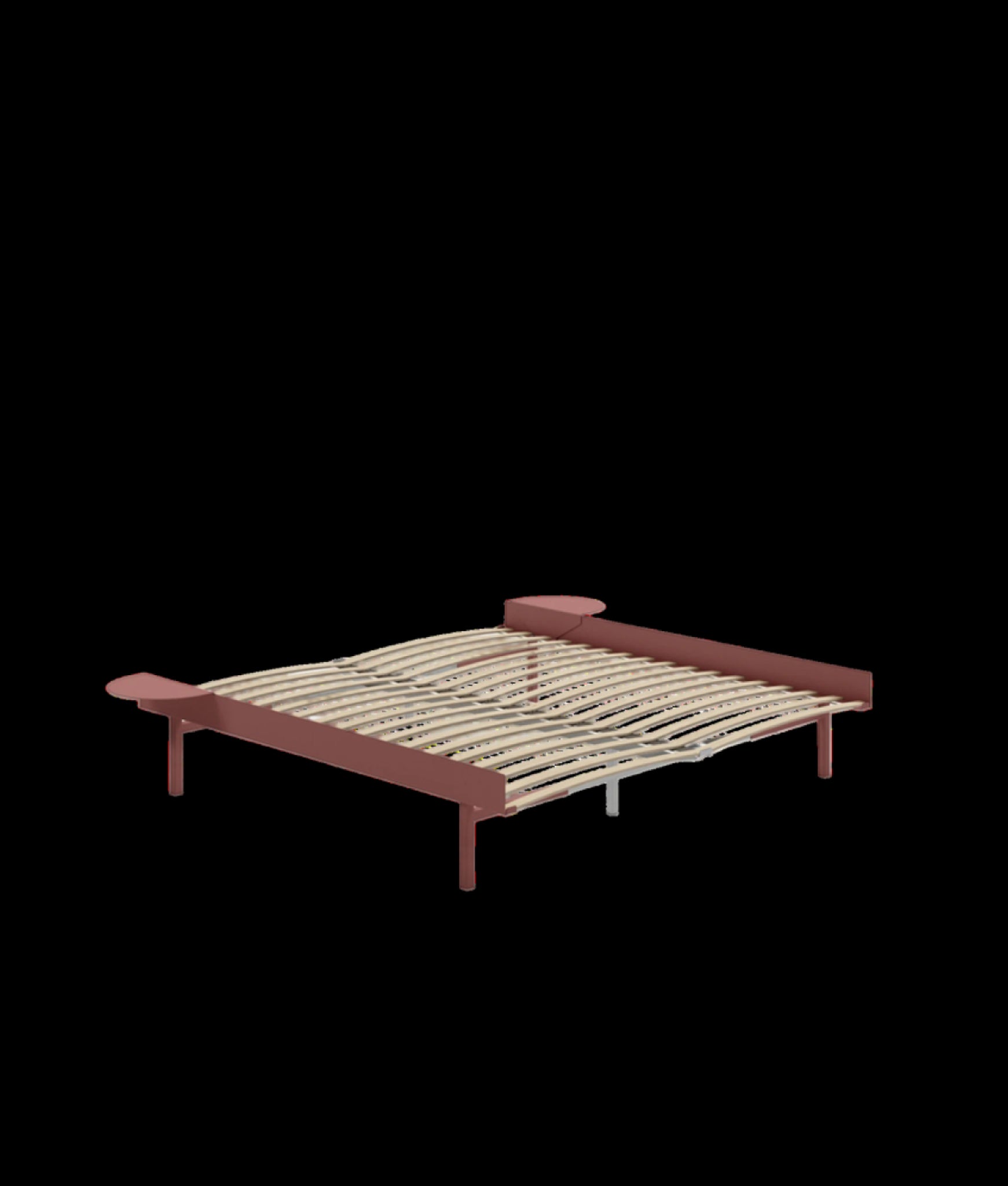 Moebe Bed, Tall Legs, 180 Cm, Slats, 2x Side Table, Dusty Rose