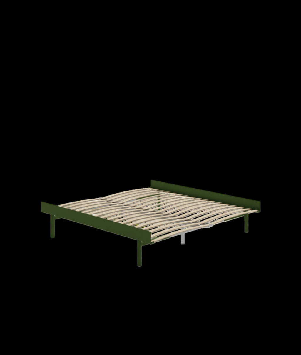 Moebe Bed, Tall Legs, 180 Cm, Slats, Pine Green