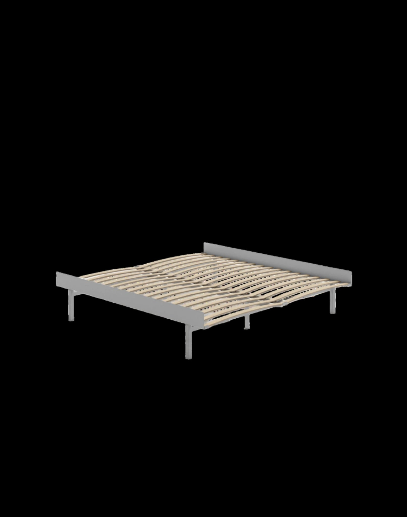 Moebe Bed, Tall Legs, 180 Cm, Slats, Stainless Steel