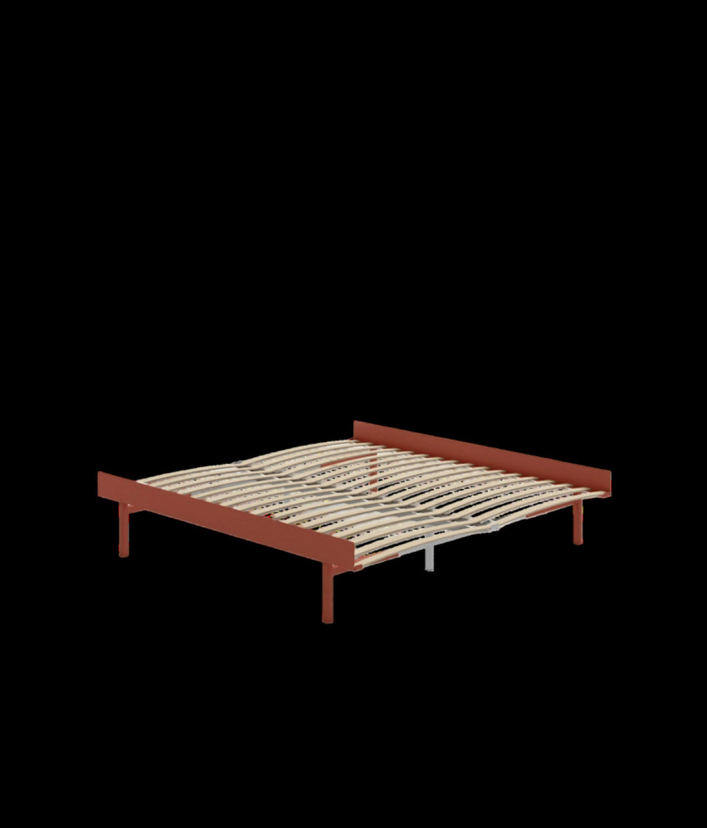 Moebe Bed, Tall Legs, 180 Cm, Slats, Terracotta