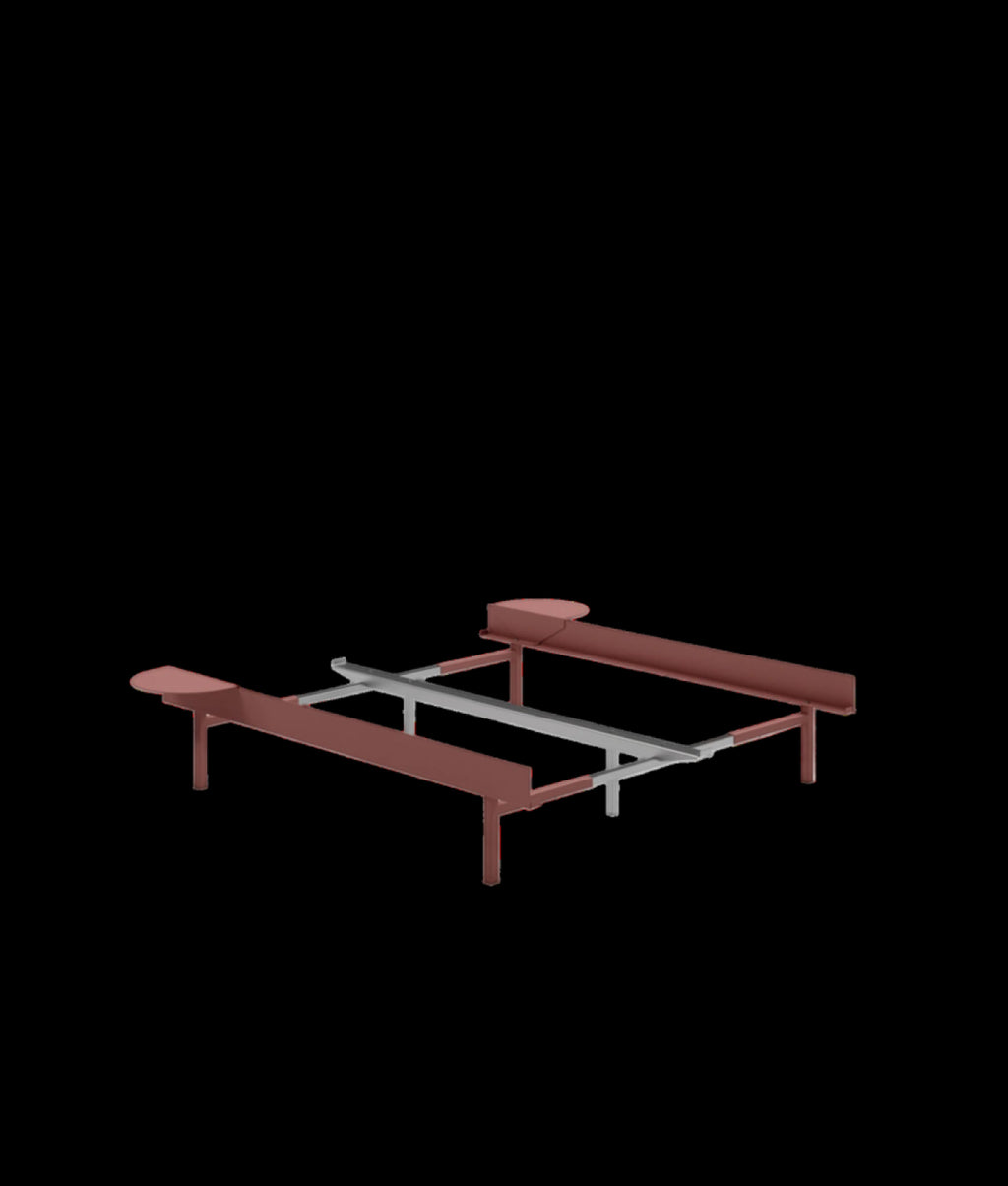 Moebe Bed, Tall Legs, 90-180 Cm, 1x Side Table, Dusty Rose