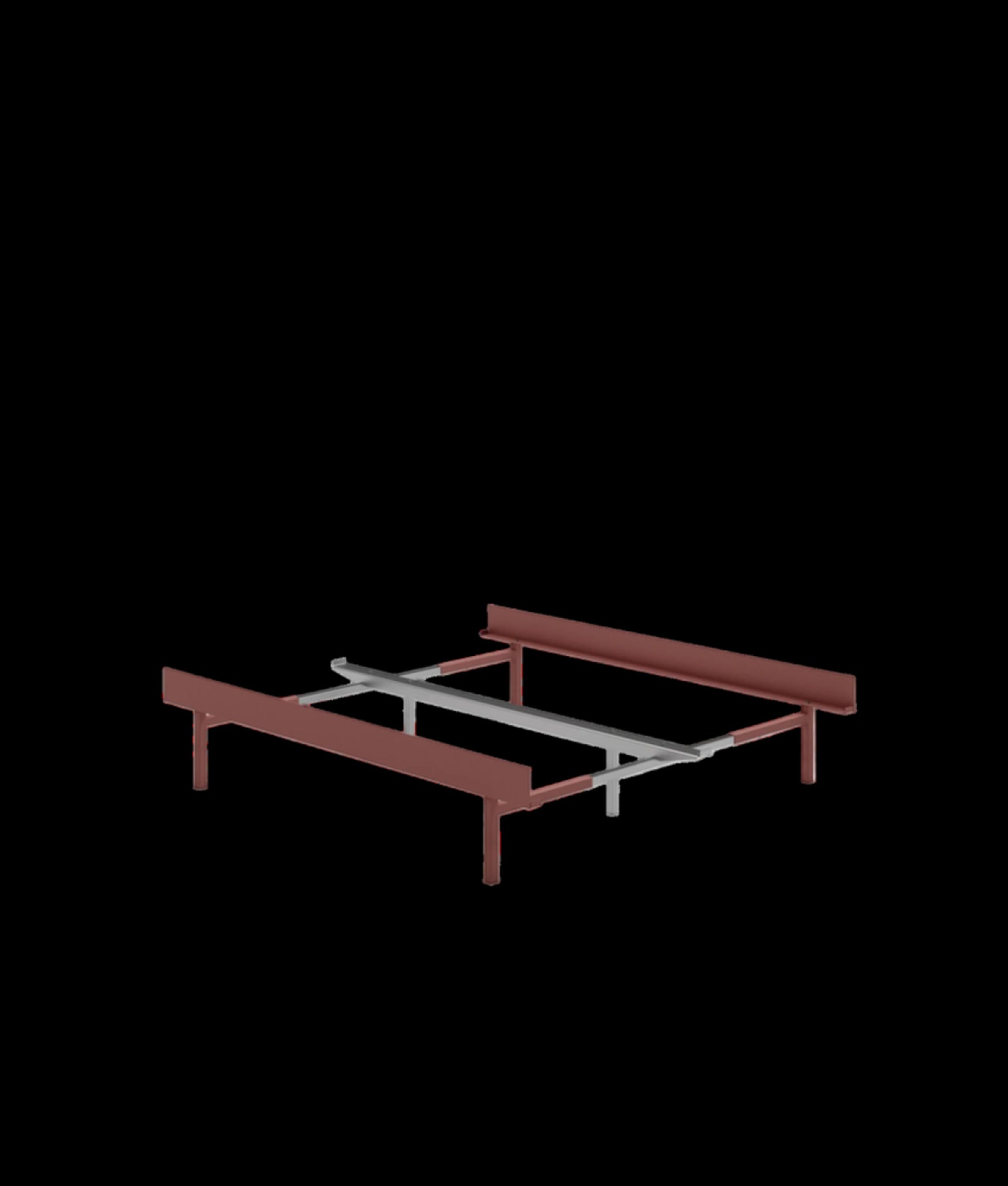 Moebe Bed, Tall Legs, 90-180 Cm, Dusty Rose