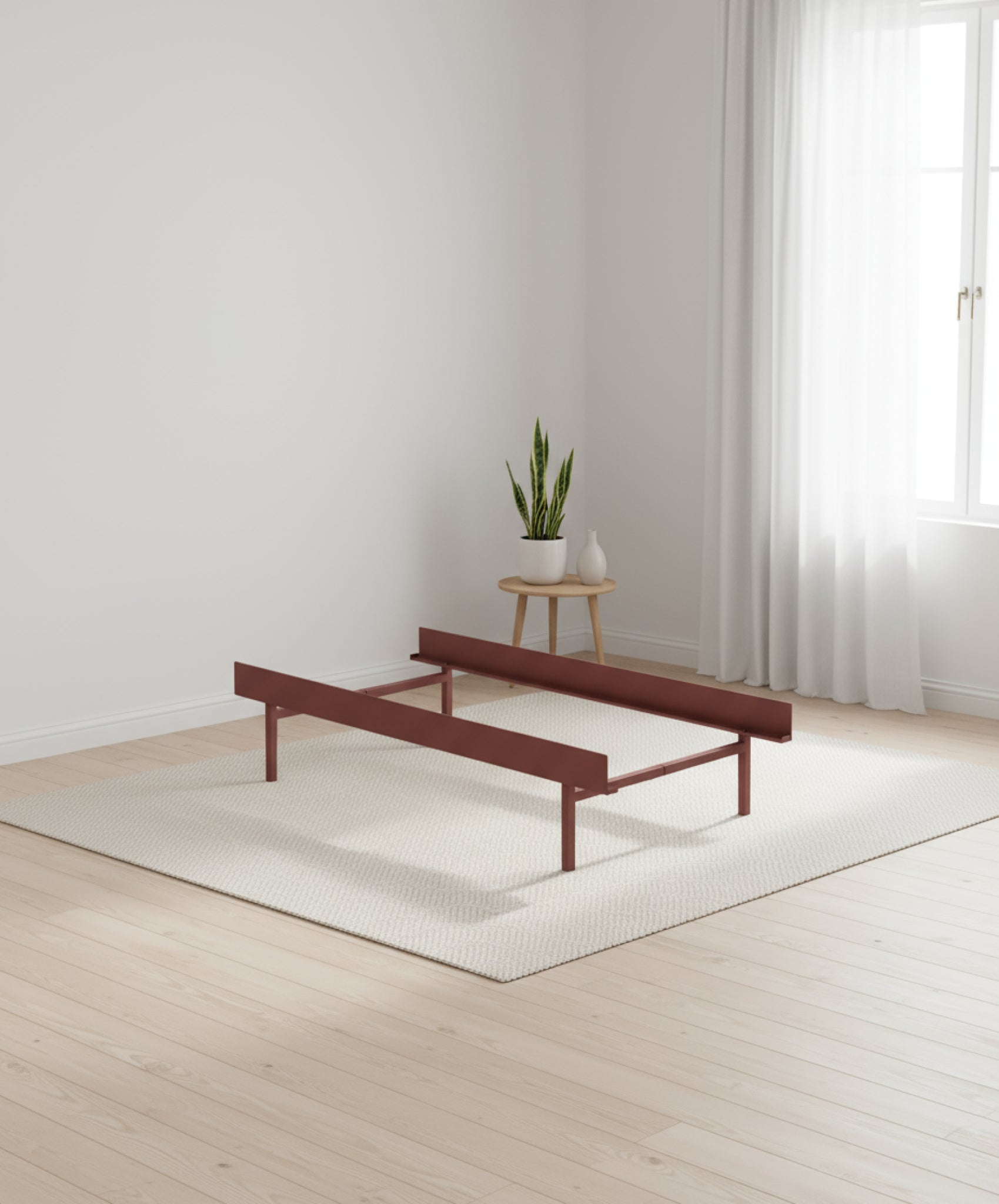 Moebe Bed, Tall Legs, 90 Cm, Dusty Rose