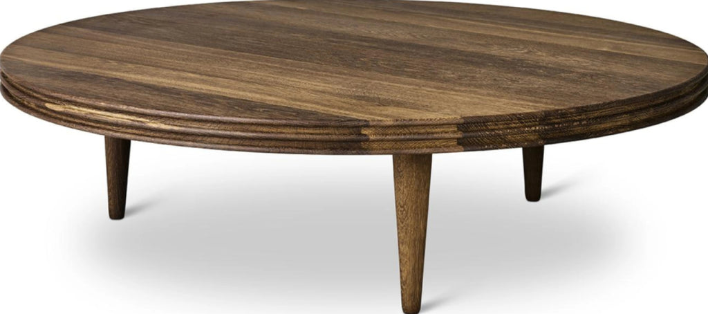 DK3 Groove Three-legged side table oak smoked, ØxH 110x37,5 cm