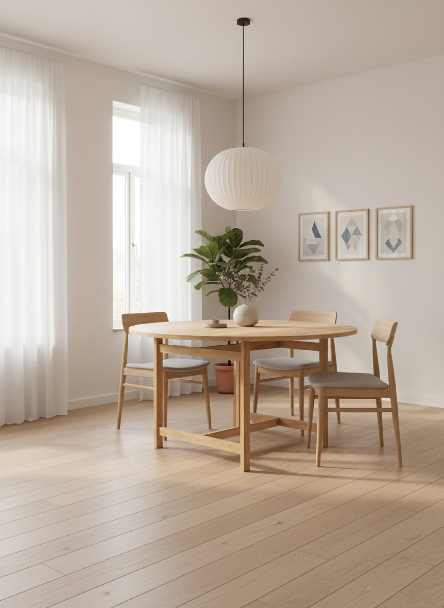 Moebe Ø130cm Oak Round Dining Table - FSC-Certified European Design