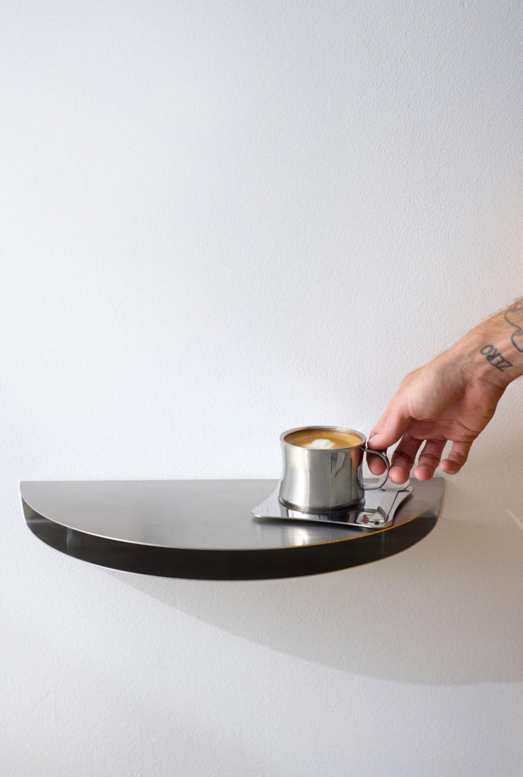 Stylish Moebe Half Moon Shelf 20x40 cm in Stainless Steel Finish